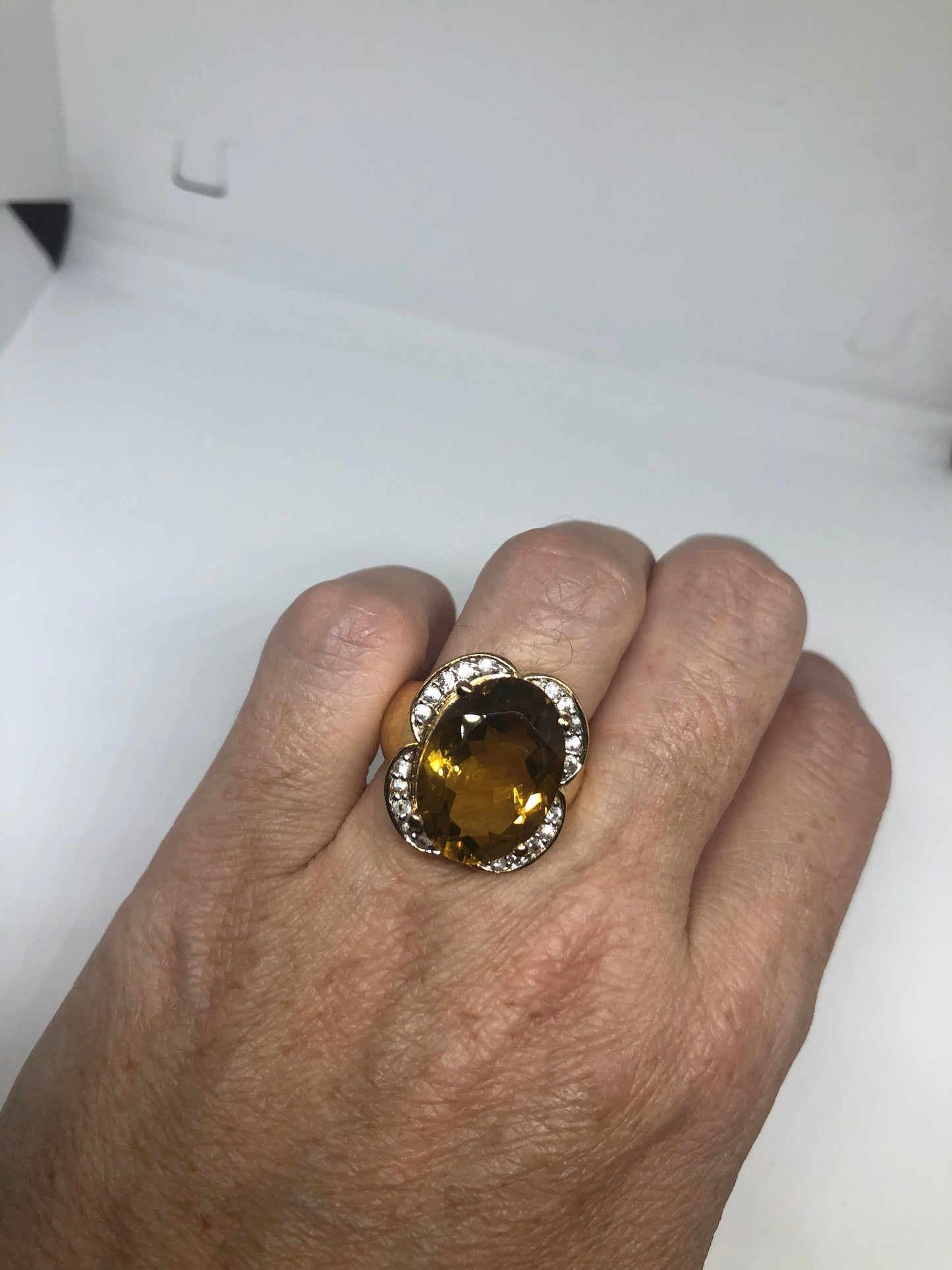 Vintage Smoky Topaz Setting 925 Sterling Silver Gothic Ring