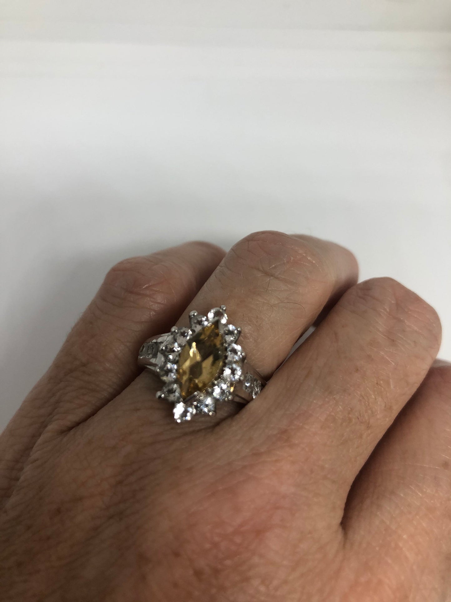 Vintage Citrine 925 Sterling Silver Gothic Ring Size 7