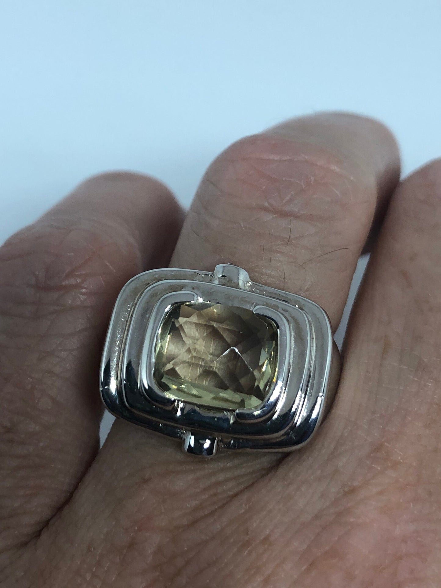 Vintage Citrine 925 Sterling Silver Gothic Ring Size 7