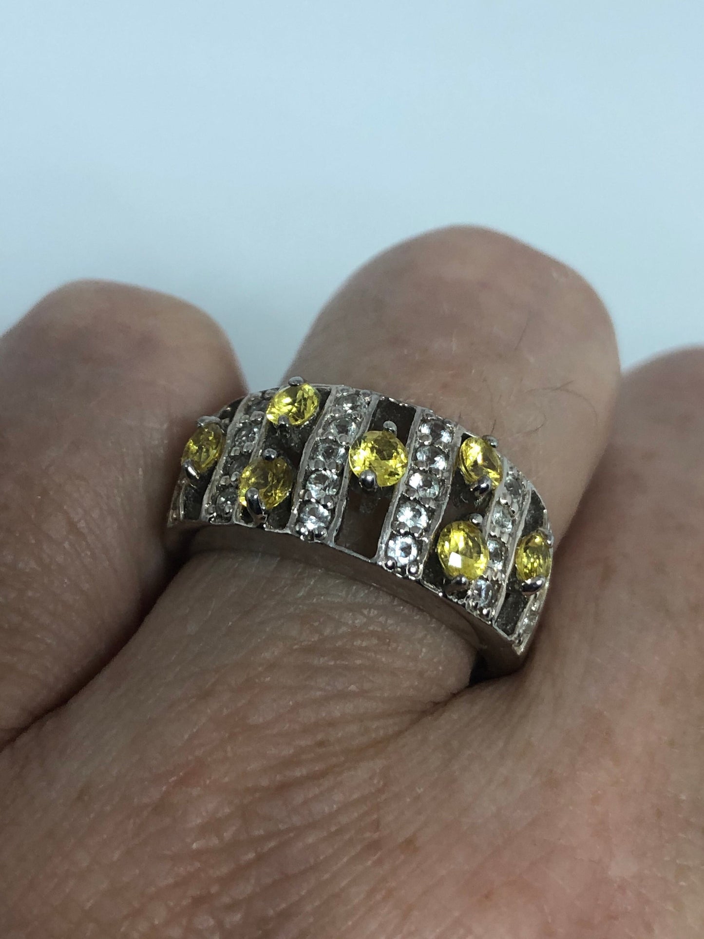 Vintage Citrine 925 Sterling Silver Gothic Ring Size 7