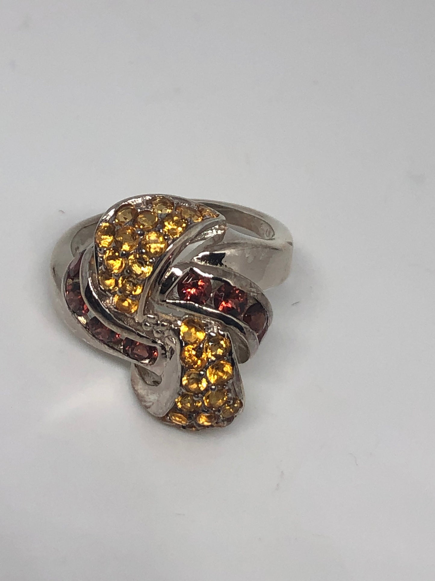 Vintage Citrine 925 Sterling Silver Gothic Ring Size 7