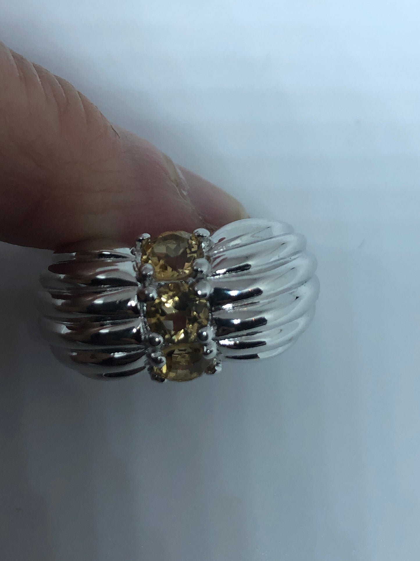 Vintage Citrine 925 Sterling Silver Deco Ring Size 7