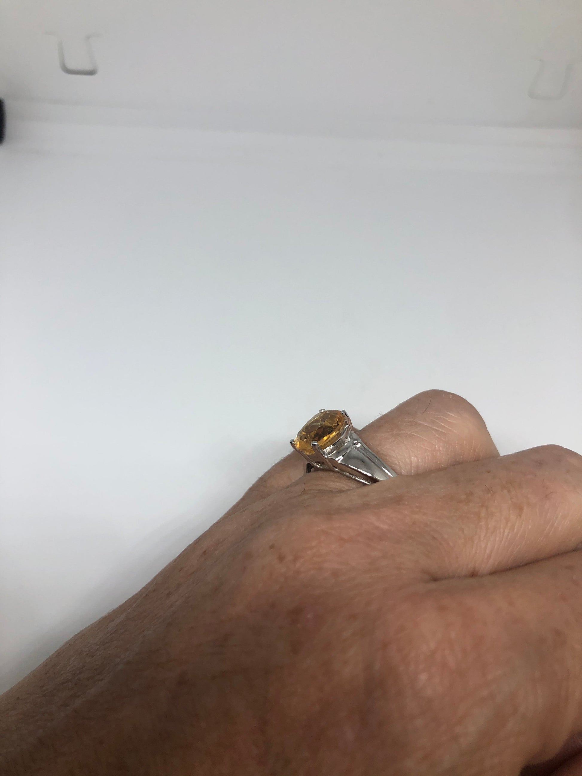 Vintage Citrine 925 Sterling Silver Deco Ring Size 7