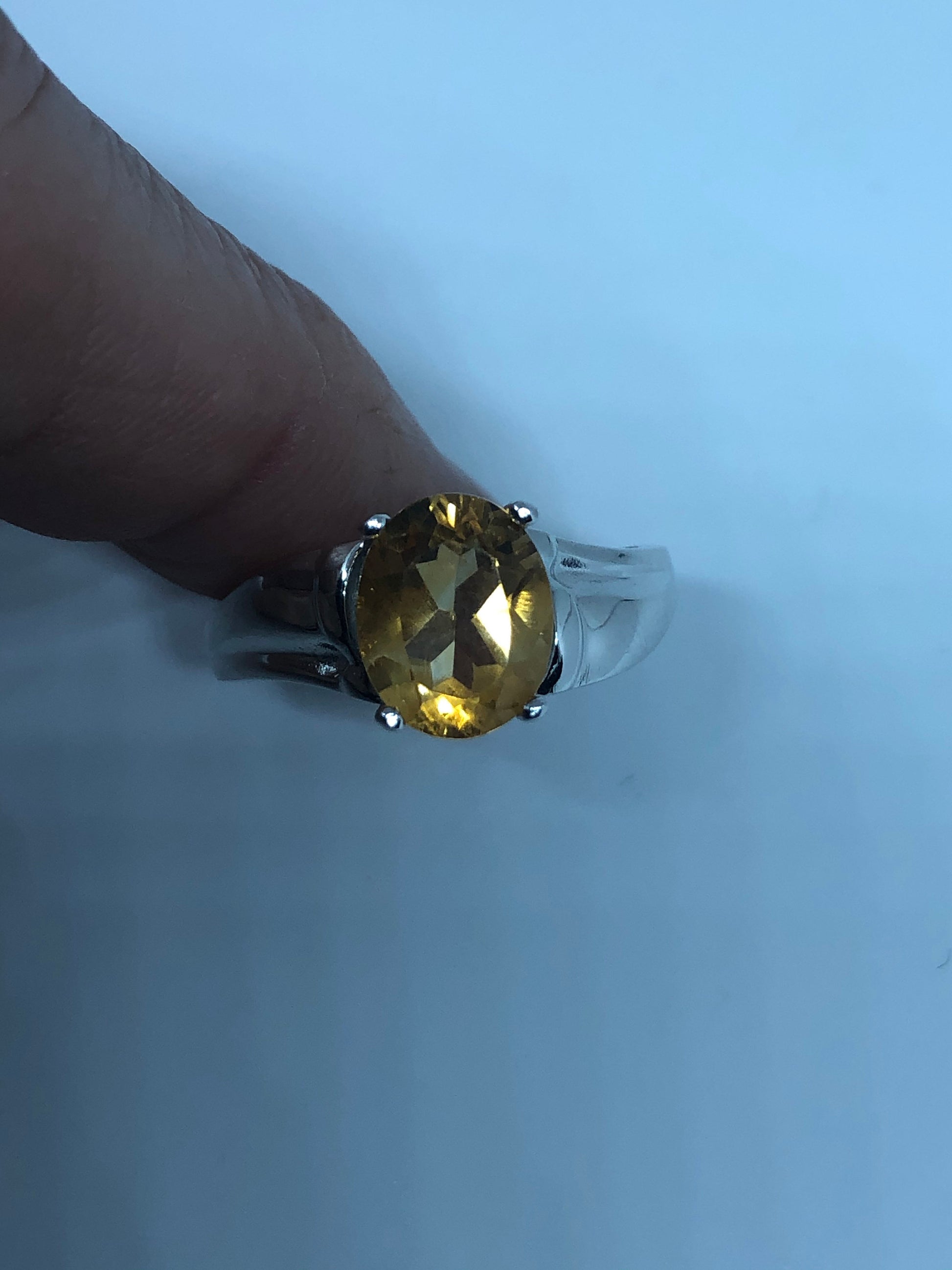 Vintage Citrine 925 Sterling Silver Deco Ring Size 7