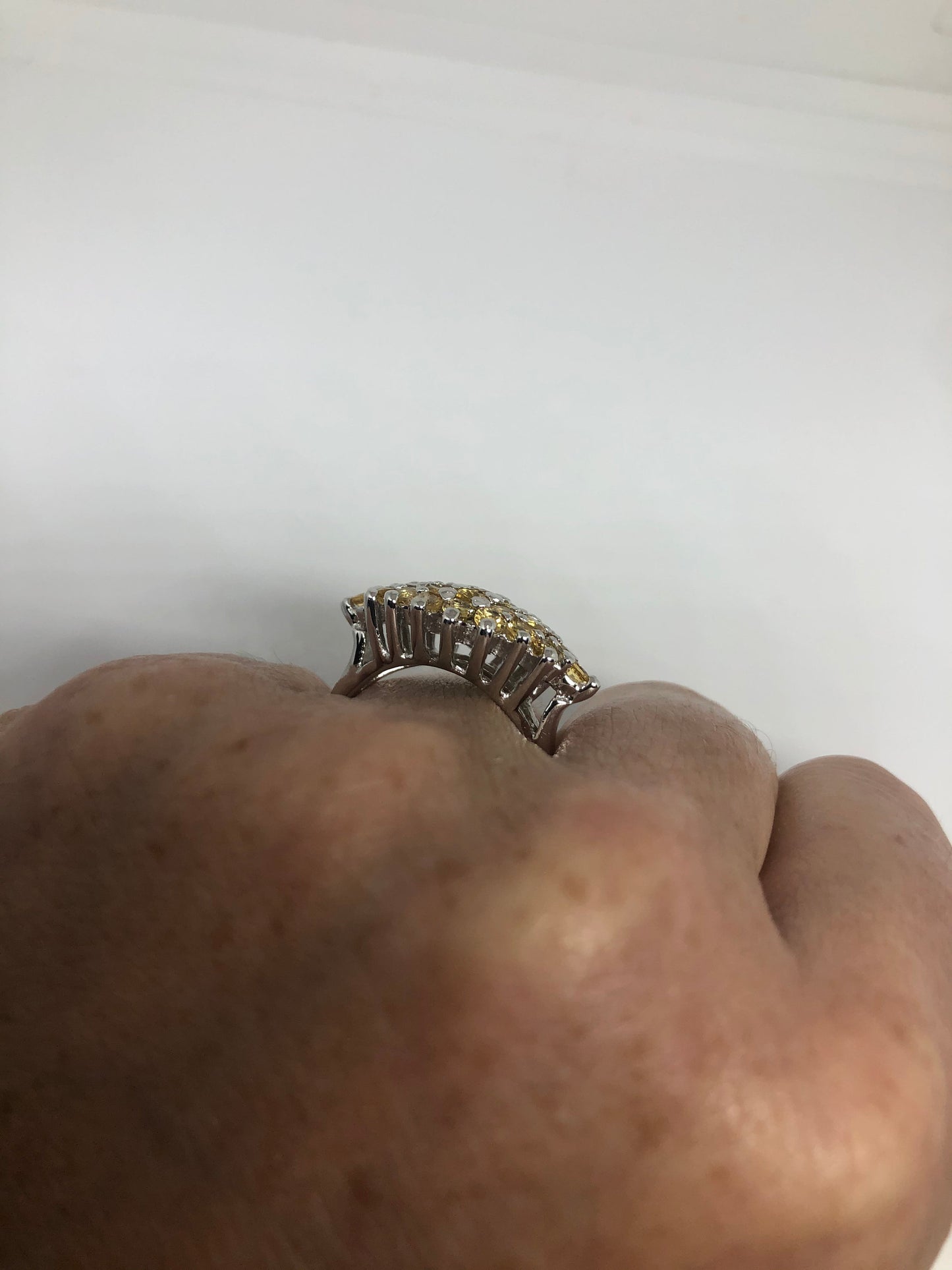 Vintage Citrine 925 Sterling Silver Deco Ring Size 7