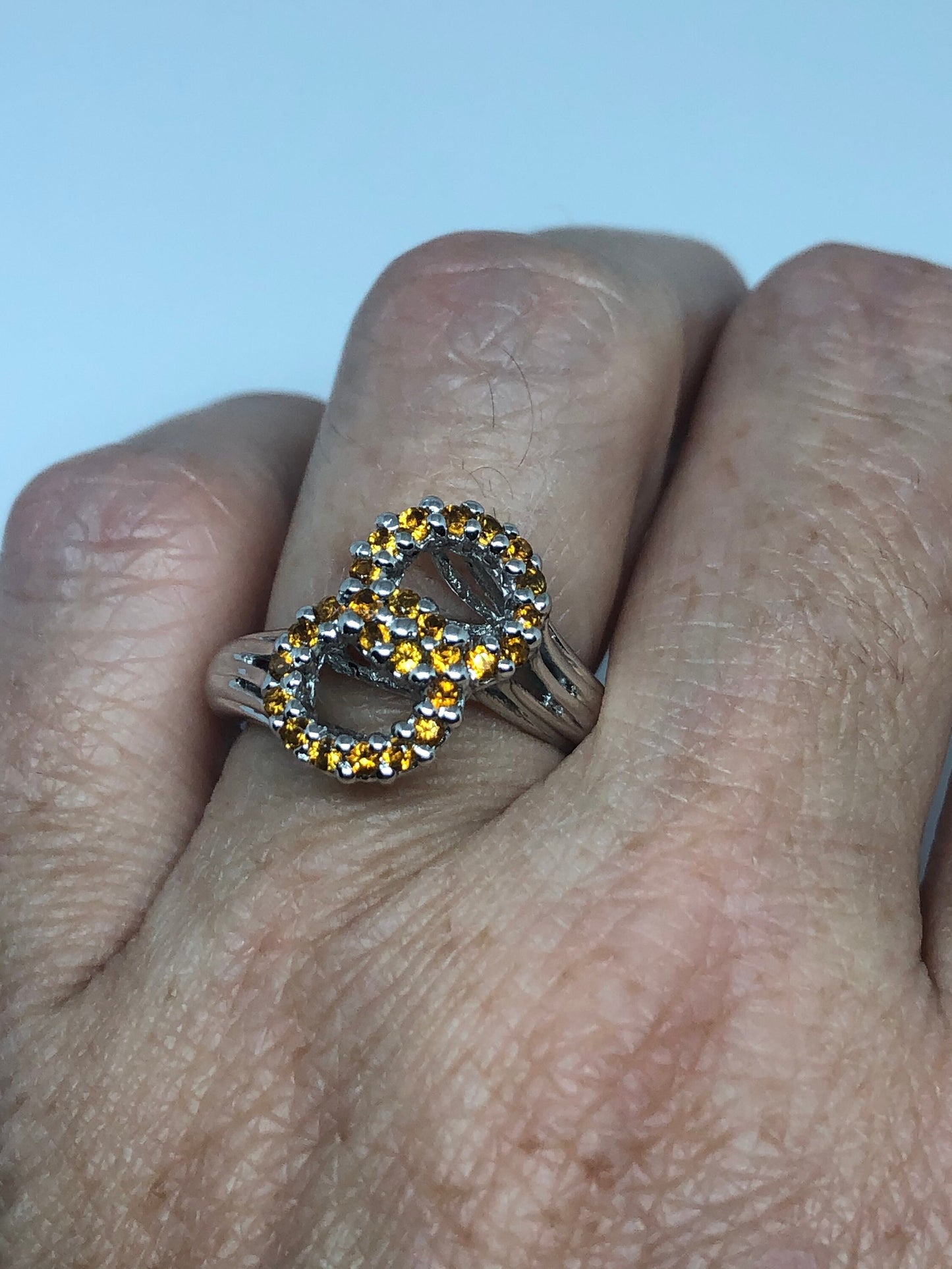 Vintage Citrine 925 Sterling Silver Deco Ring Size 5.5