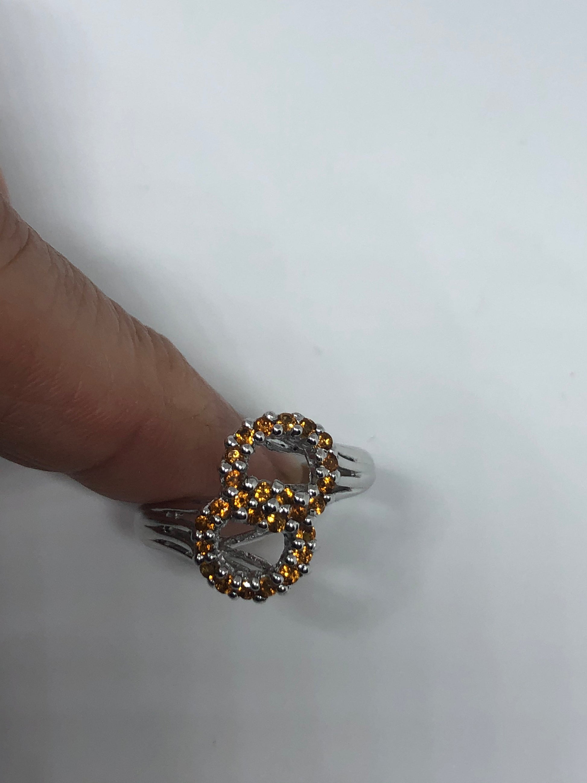 Vintage Citrine 925 Sterling Silver Deco Ring Size 5.5