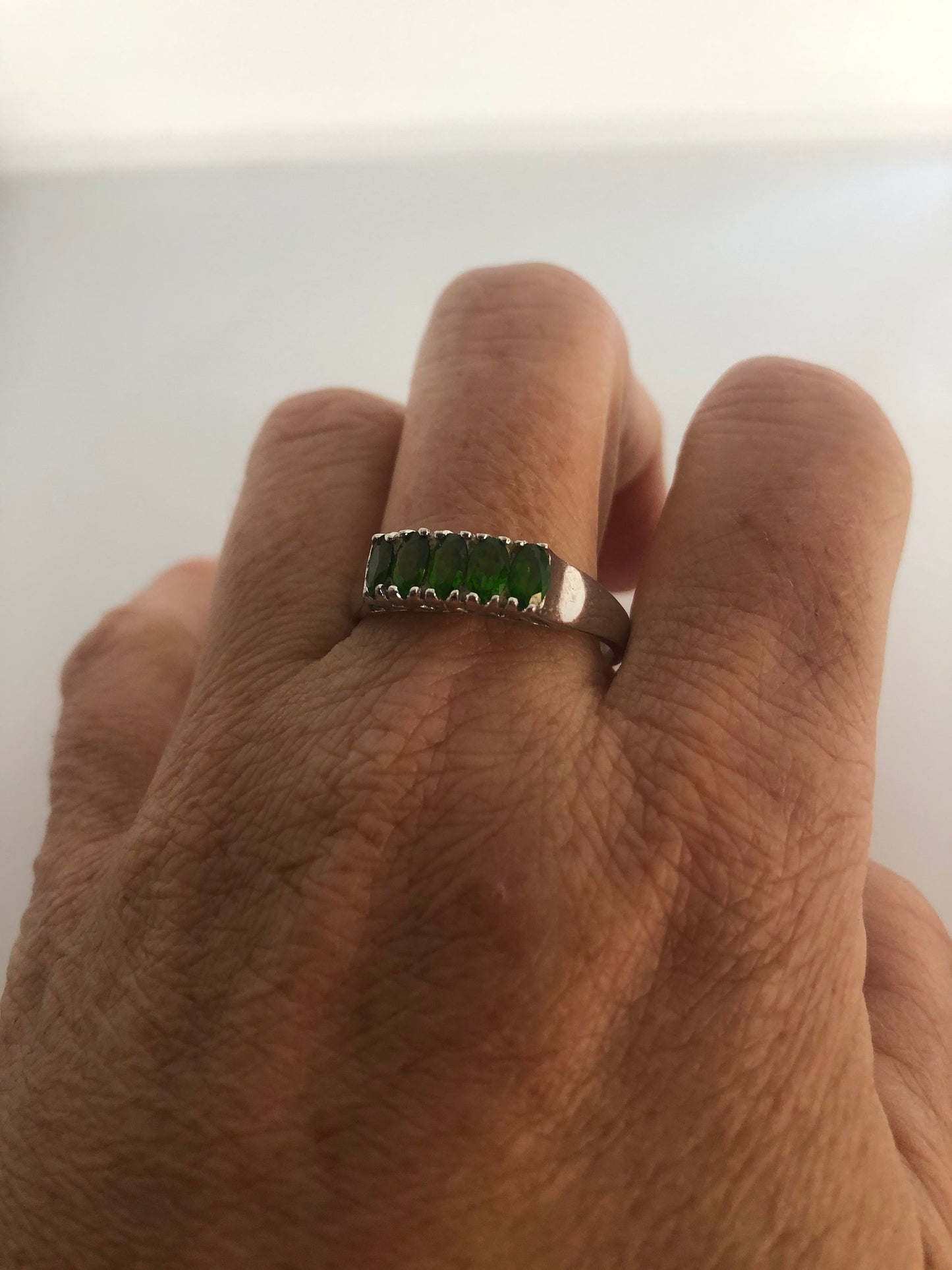 Vintage Handmade Green Chrome Diopside Sterling Silver Ring