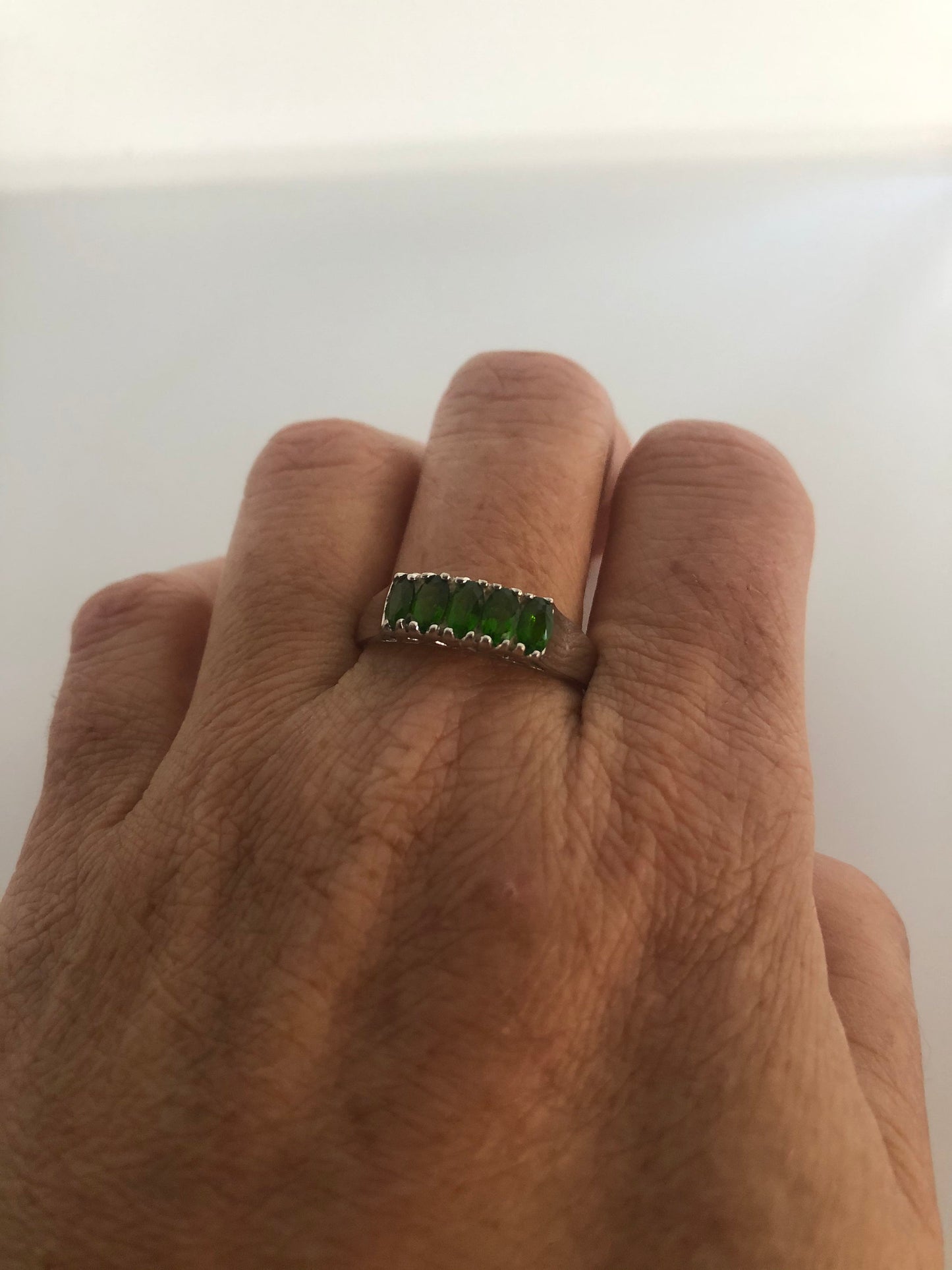 Vintage Handmade Green Chrome Diopside Sterling Silver Ring