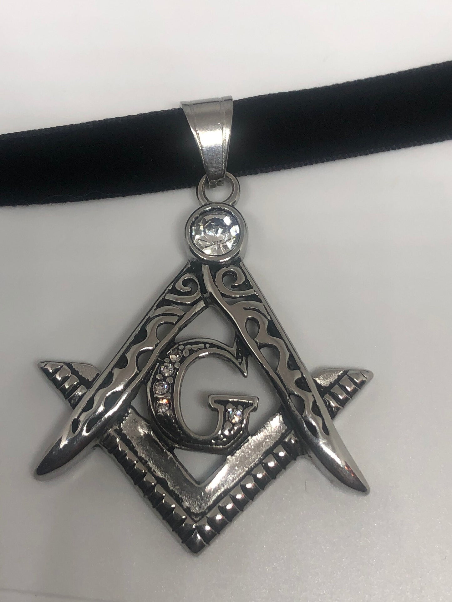 Vintage Stainless Steel Free Mason Pendant Necklace