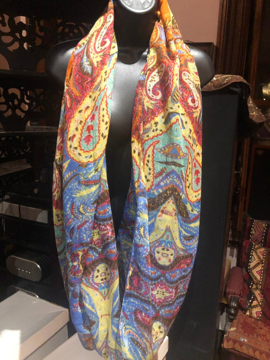Antique Vintage Styled Print Infinity Scarf Shawl
