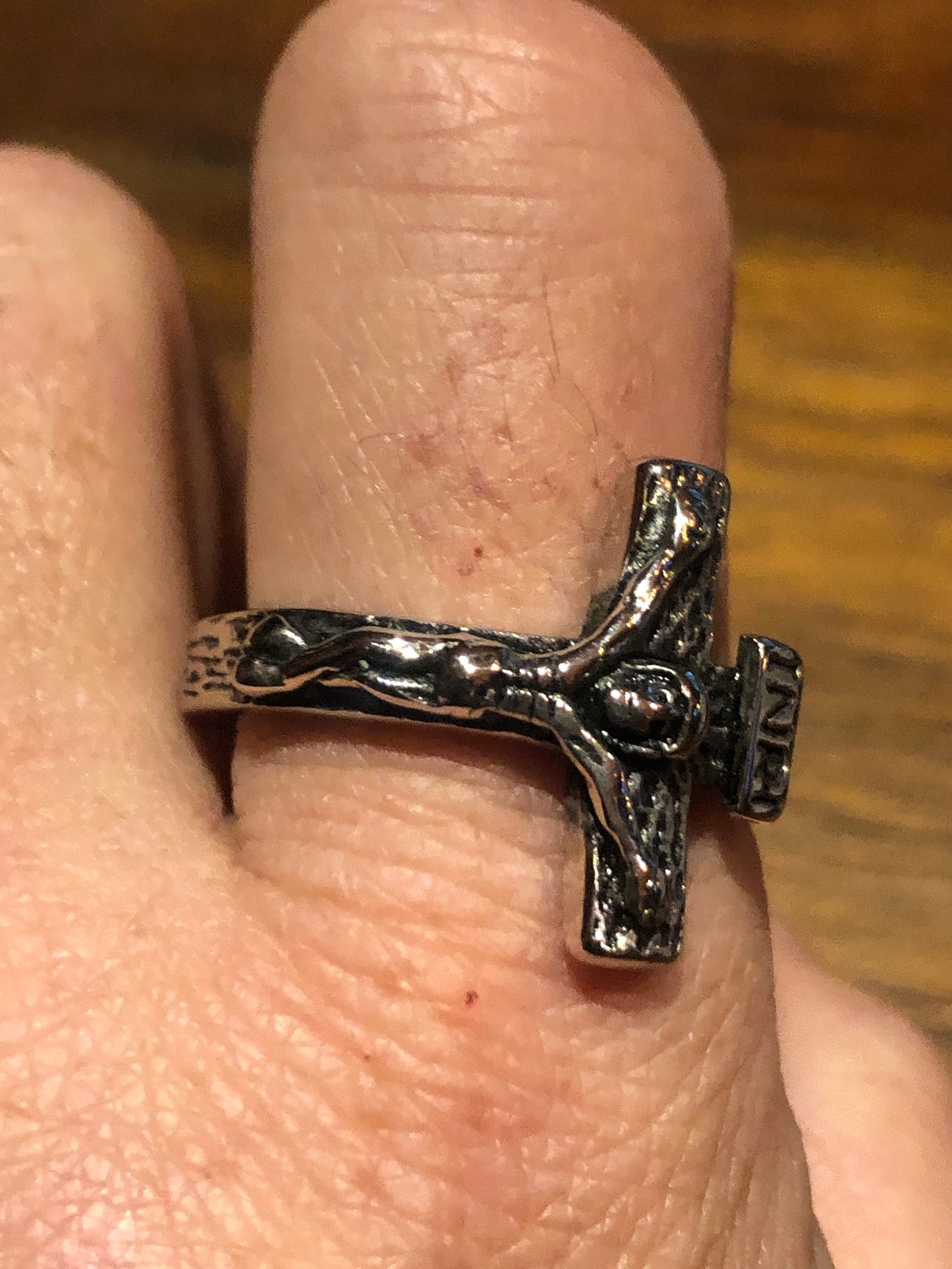 Vintage Gothic Cross Crucifix Mens Ring Size 13