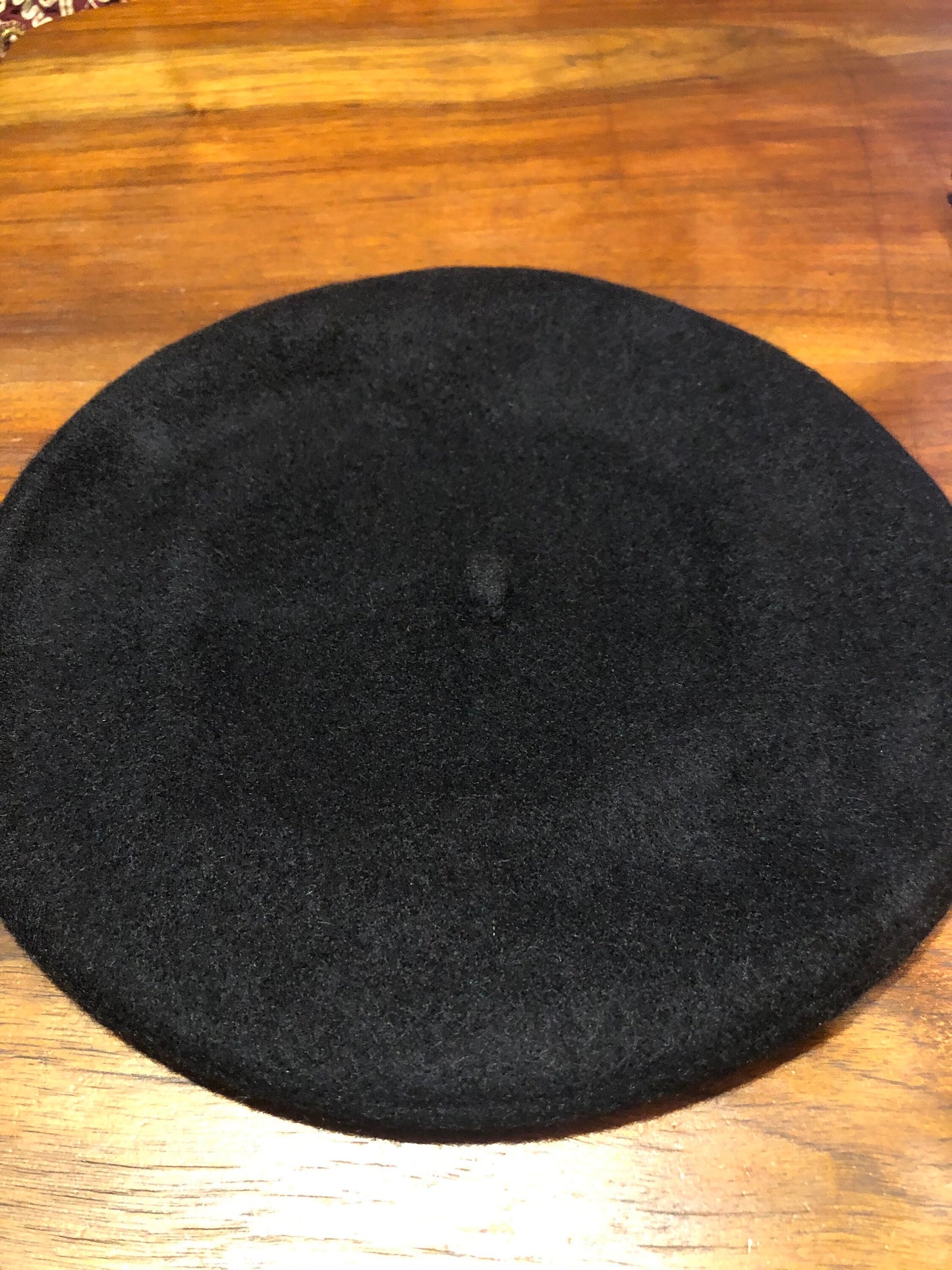 Vintage Black Wool Felt 11 in Beret Hat