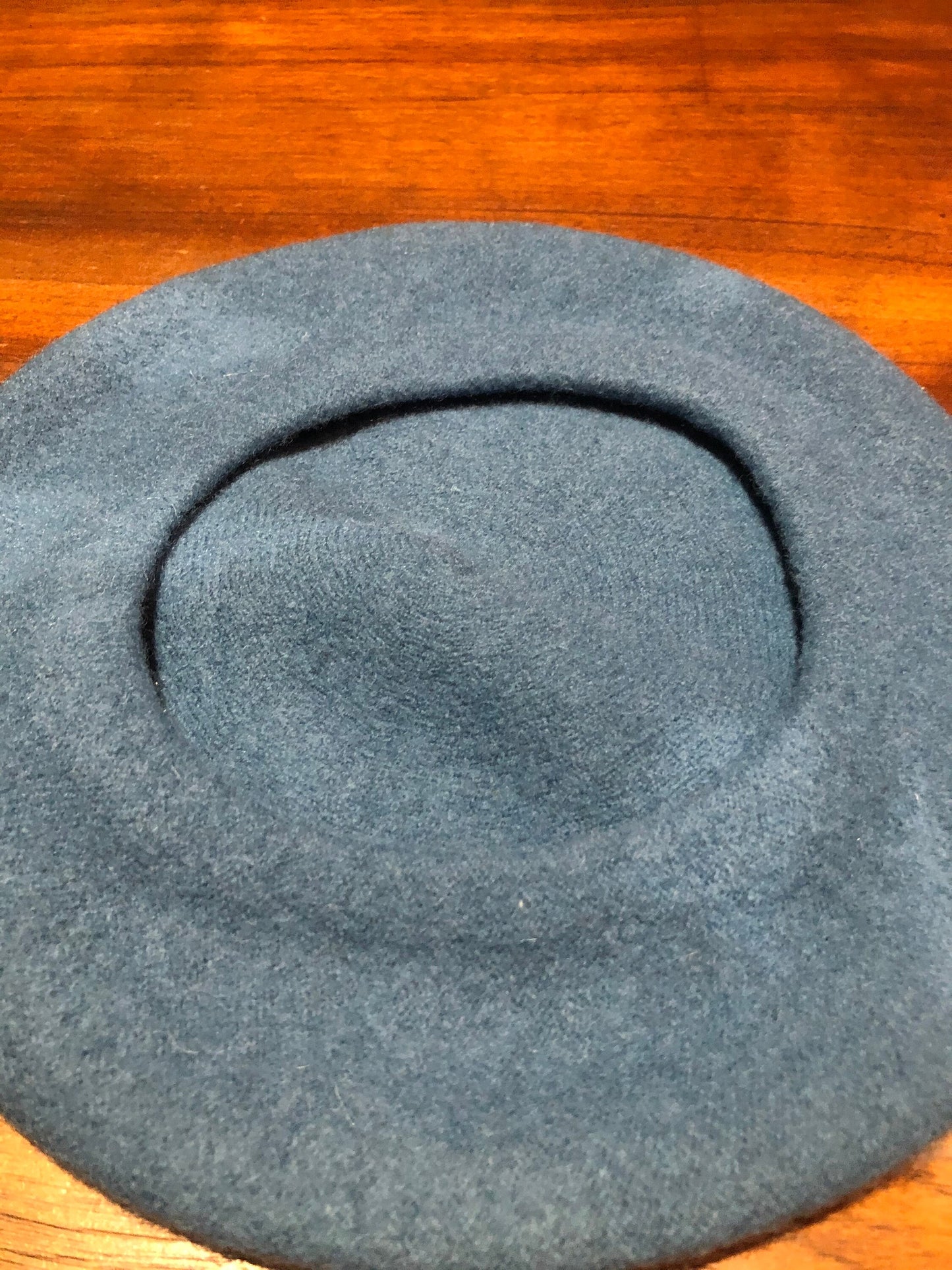 Vintage Teal Blue Wool Felt 11 in Beret Hat