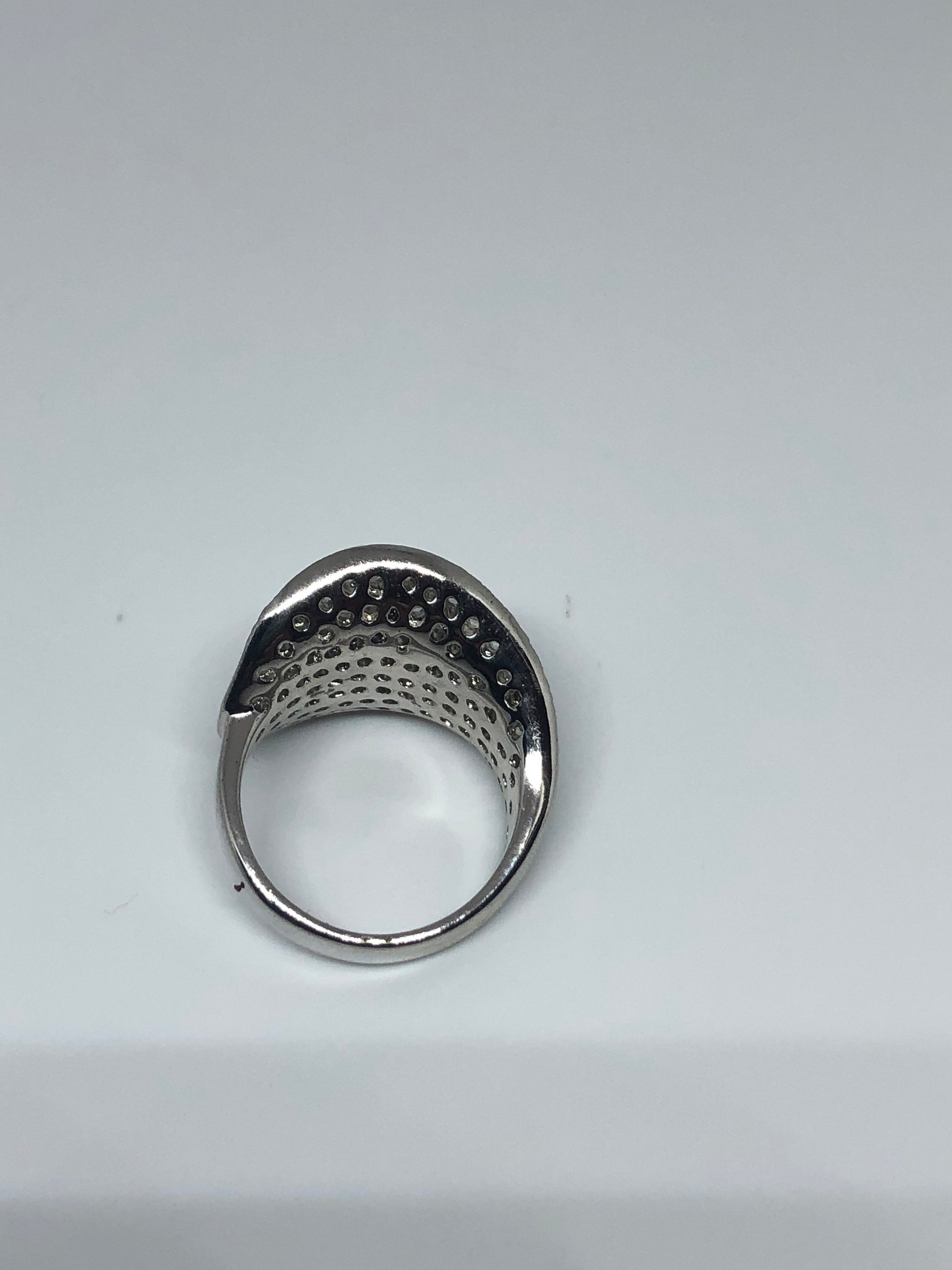 Vintage Clear White Sapphire 925 Sterling Silver Cocktail Ring