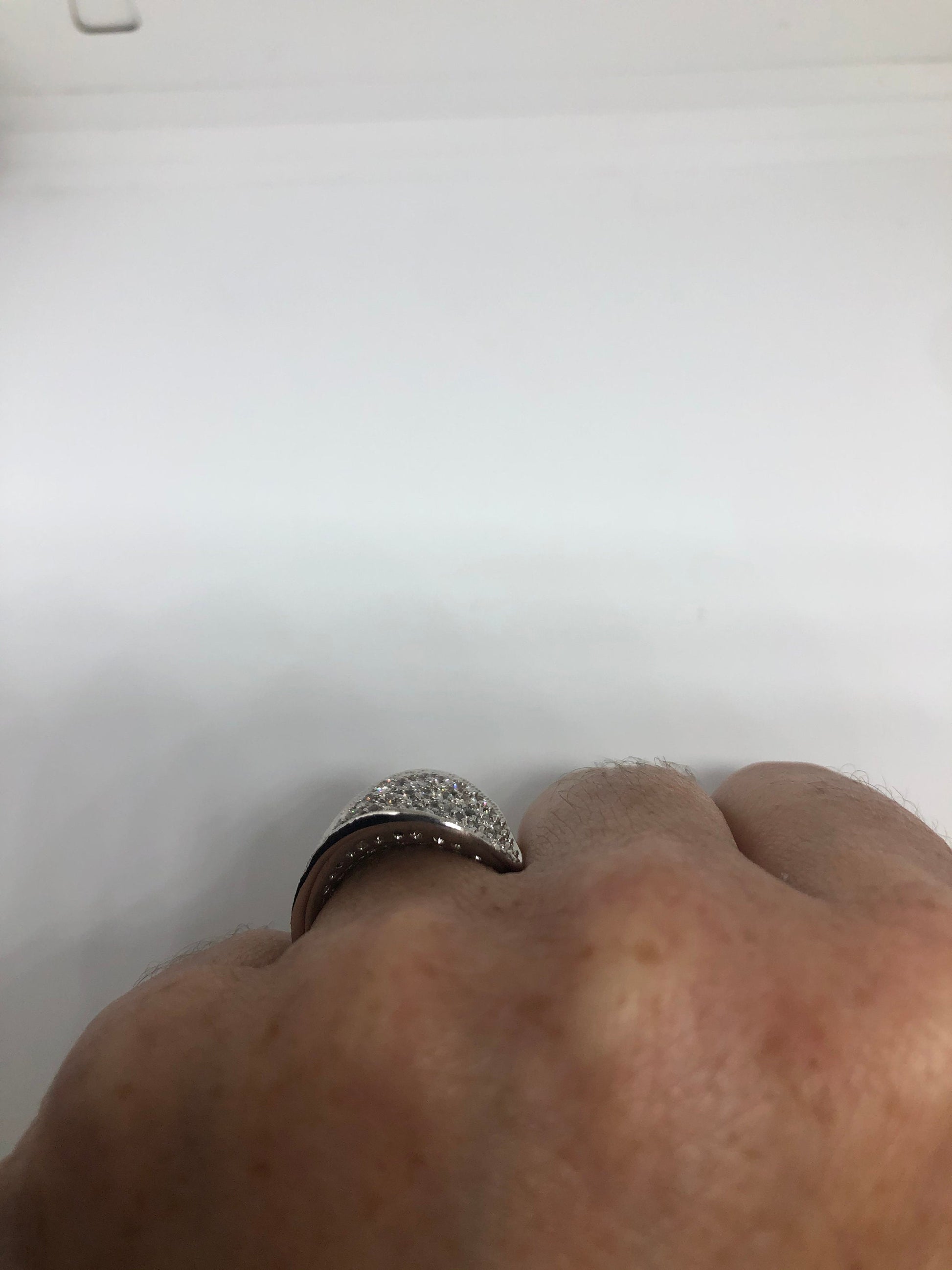 Vintage Clear White Sapphire 925 Sterling Silver Cocktail Ring