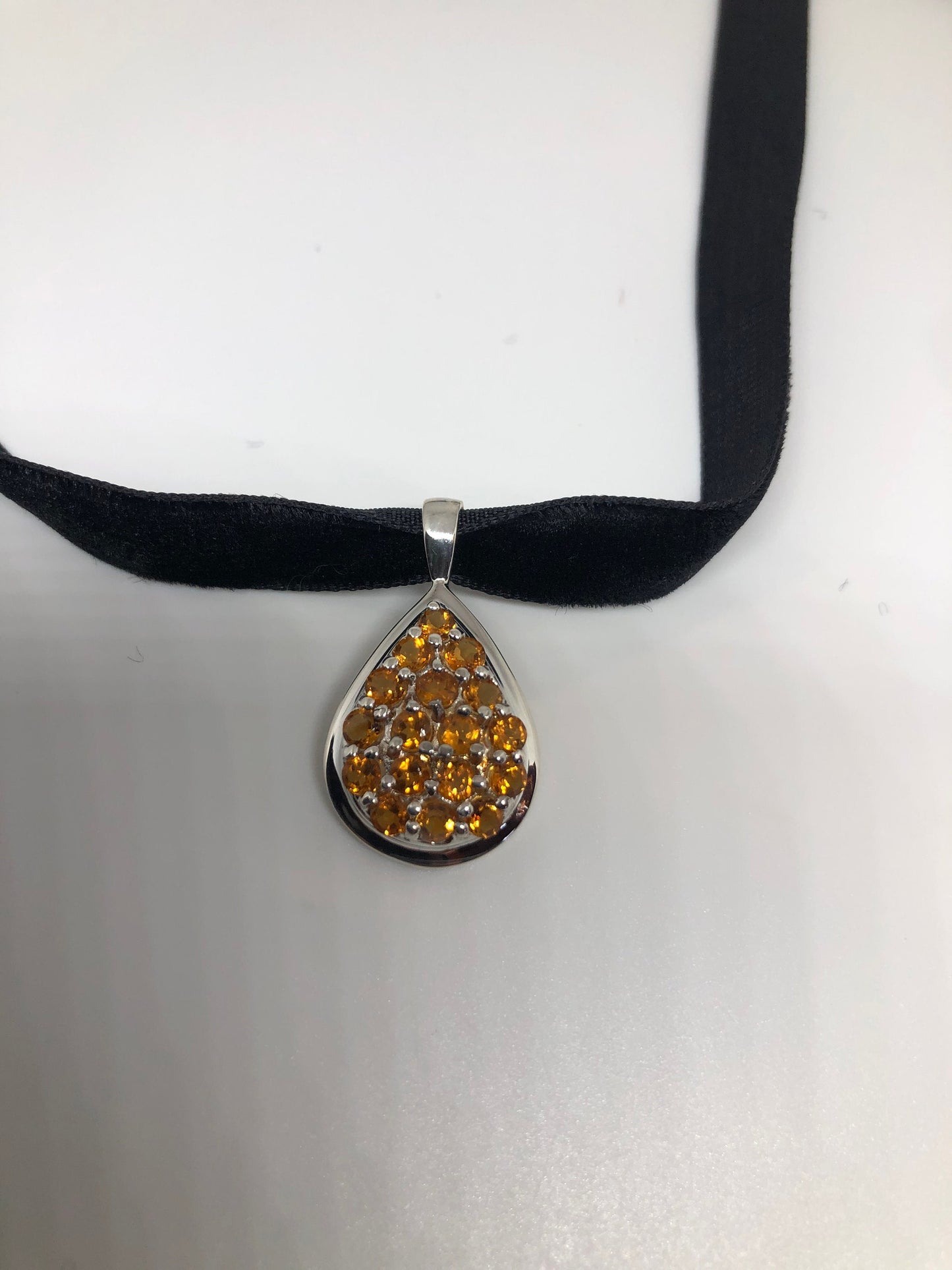 Vintage Deco Handmade 925 Sterling Silver Golden Lemon Citrine Pendant
