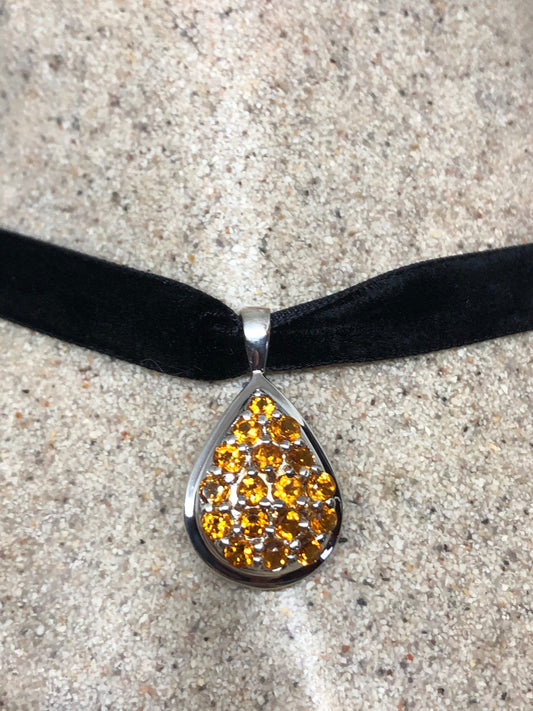 Vintage Deco Handmade 925 Sterling Silver Golden Lemon Citrine Pendant