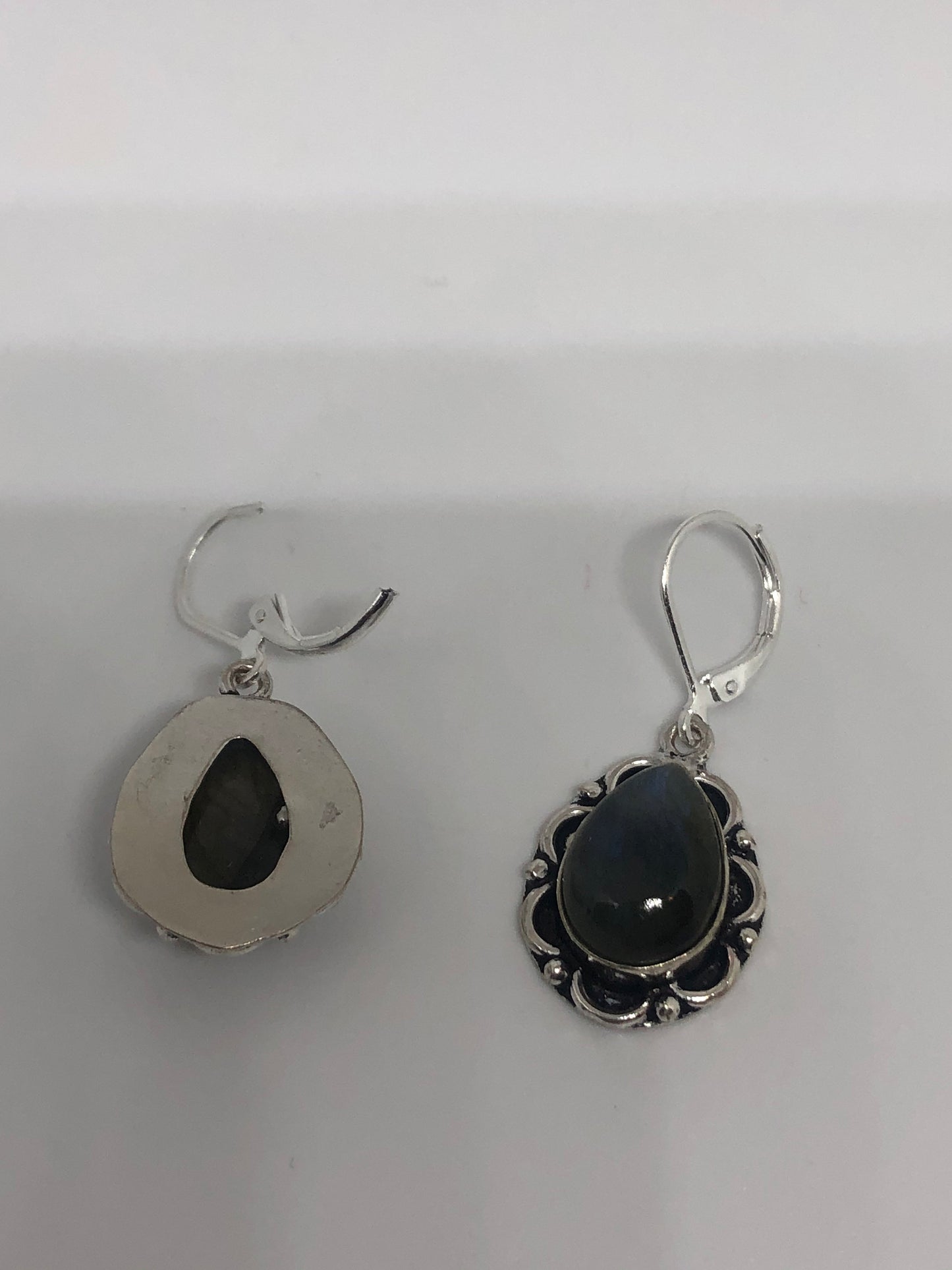 Vintage Labradorite Silver Dangle Earrings