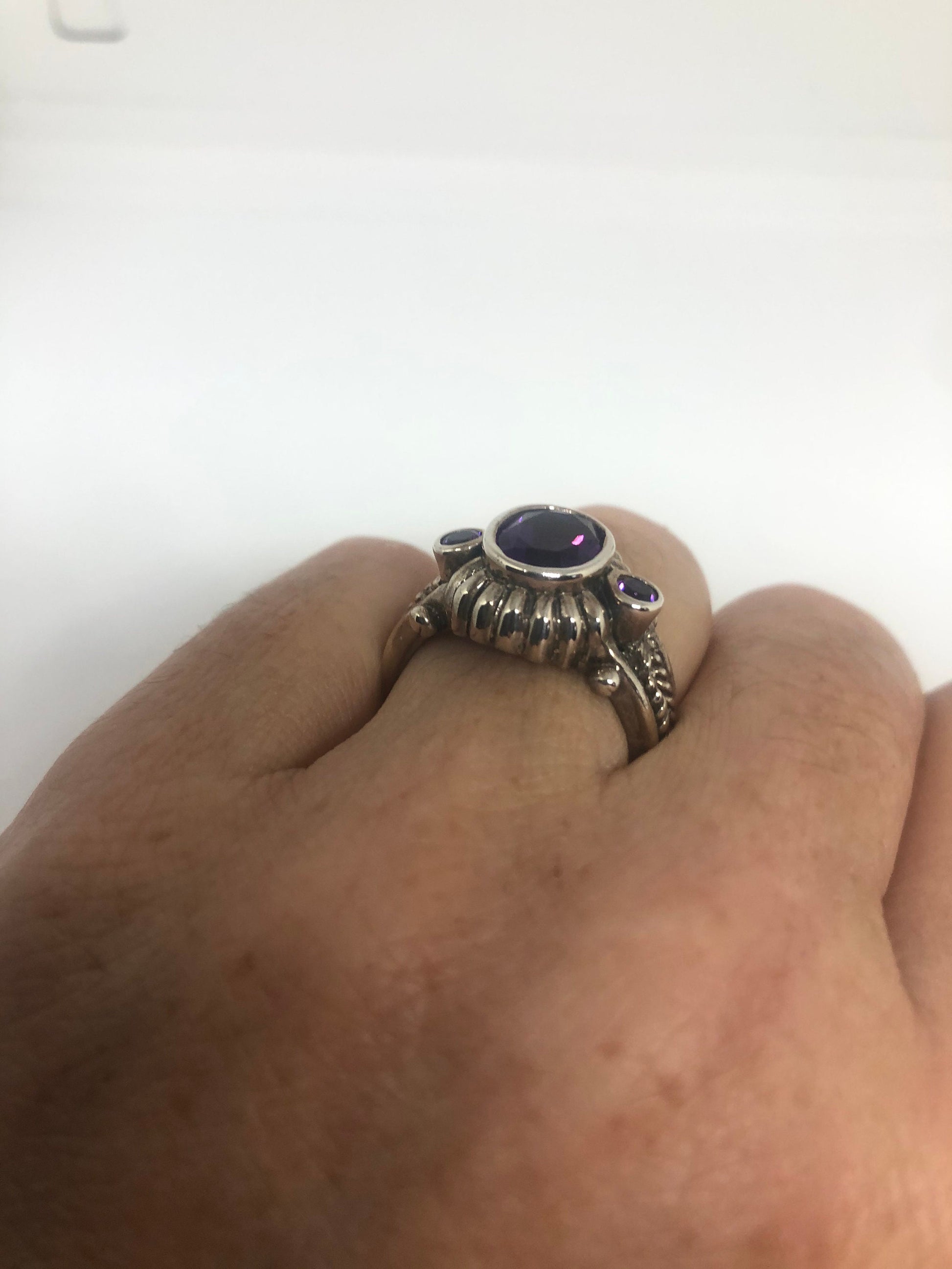 Vintage Purple Amethyst Ring 925 Sterling Silver Size 7