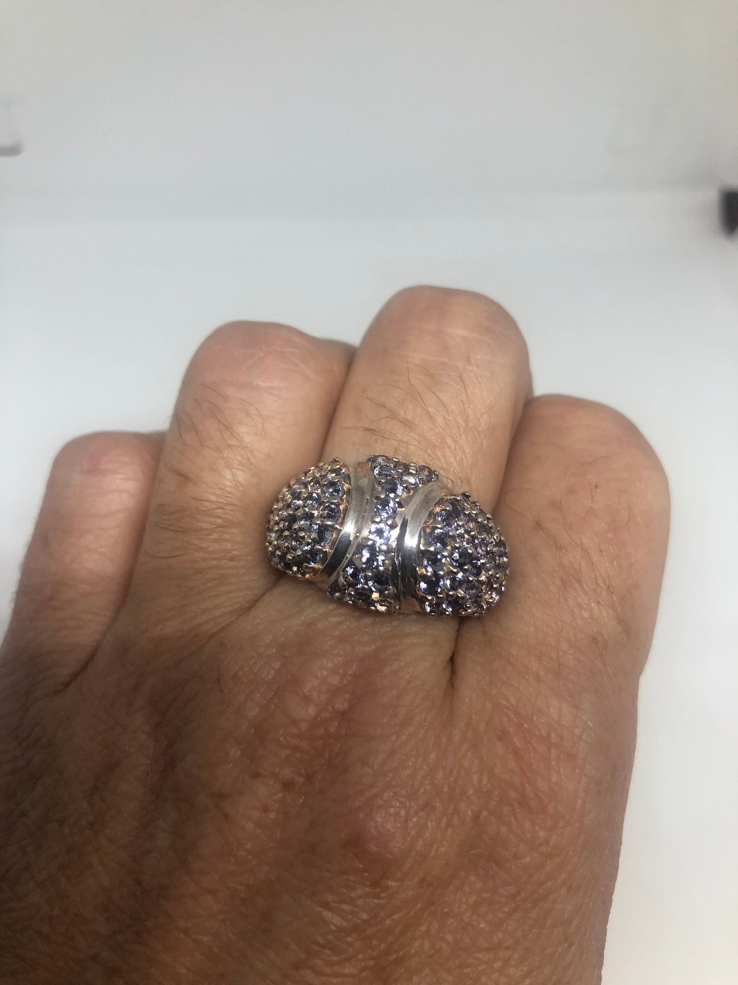 Vintage Blue Tanzanite Ring 925 Sterling Silver Size 8