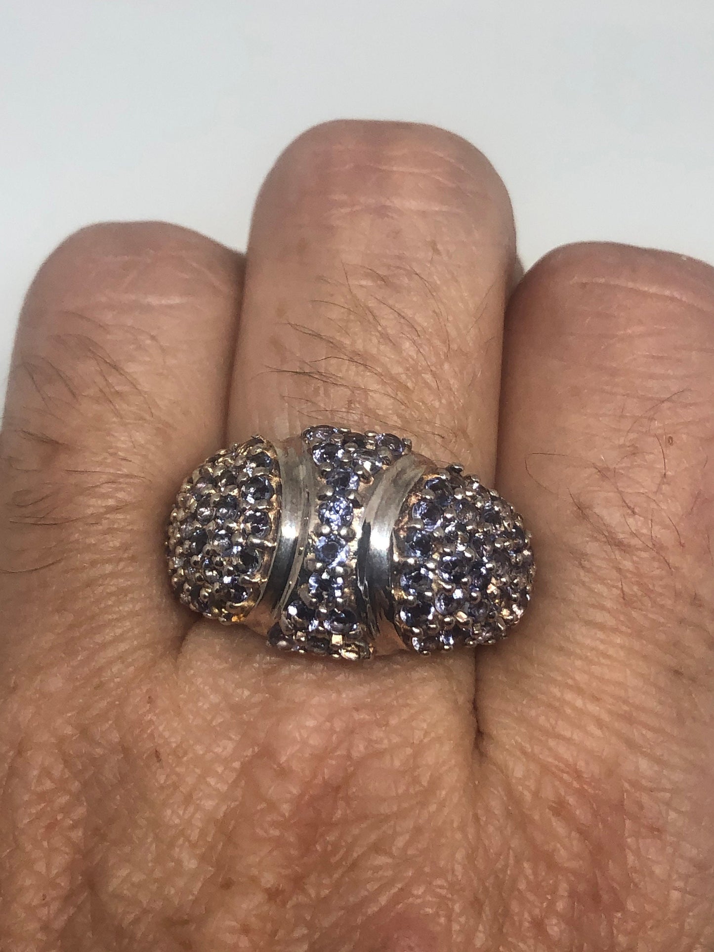 Vintage Blue Tanzanite Ring 925 Sterling Silver Size 8