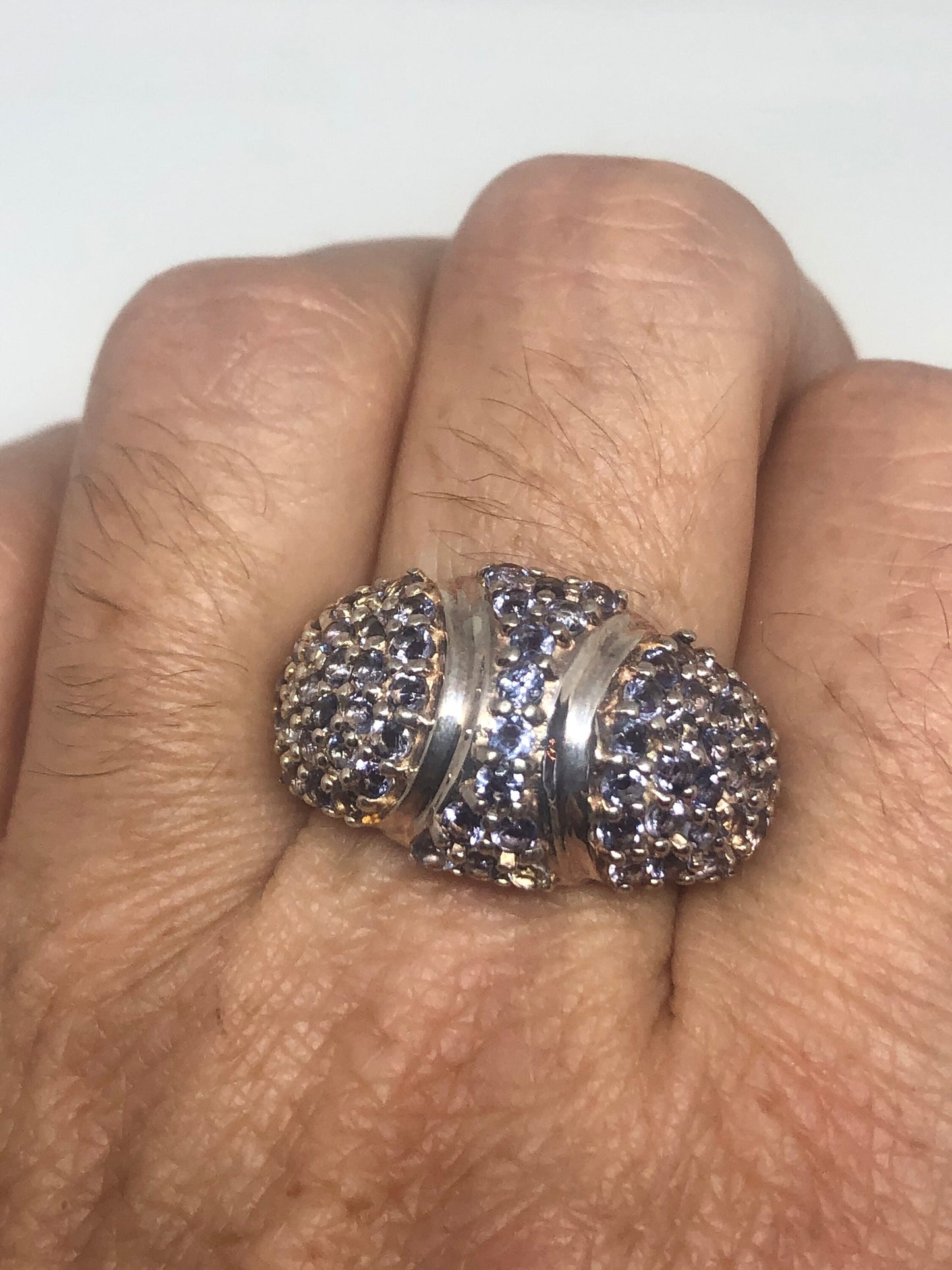 Vintage Blue Tanzanite Ring 925 Sterling Silver Size 8