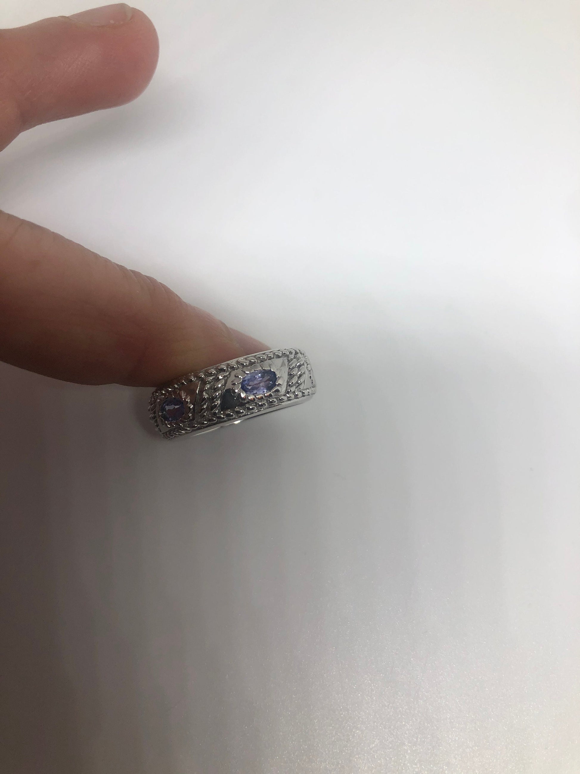 Vintage Blue Tanzanite Ring 925 Sterling Silver Size 7