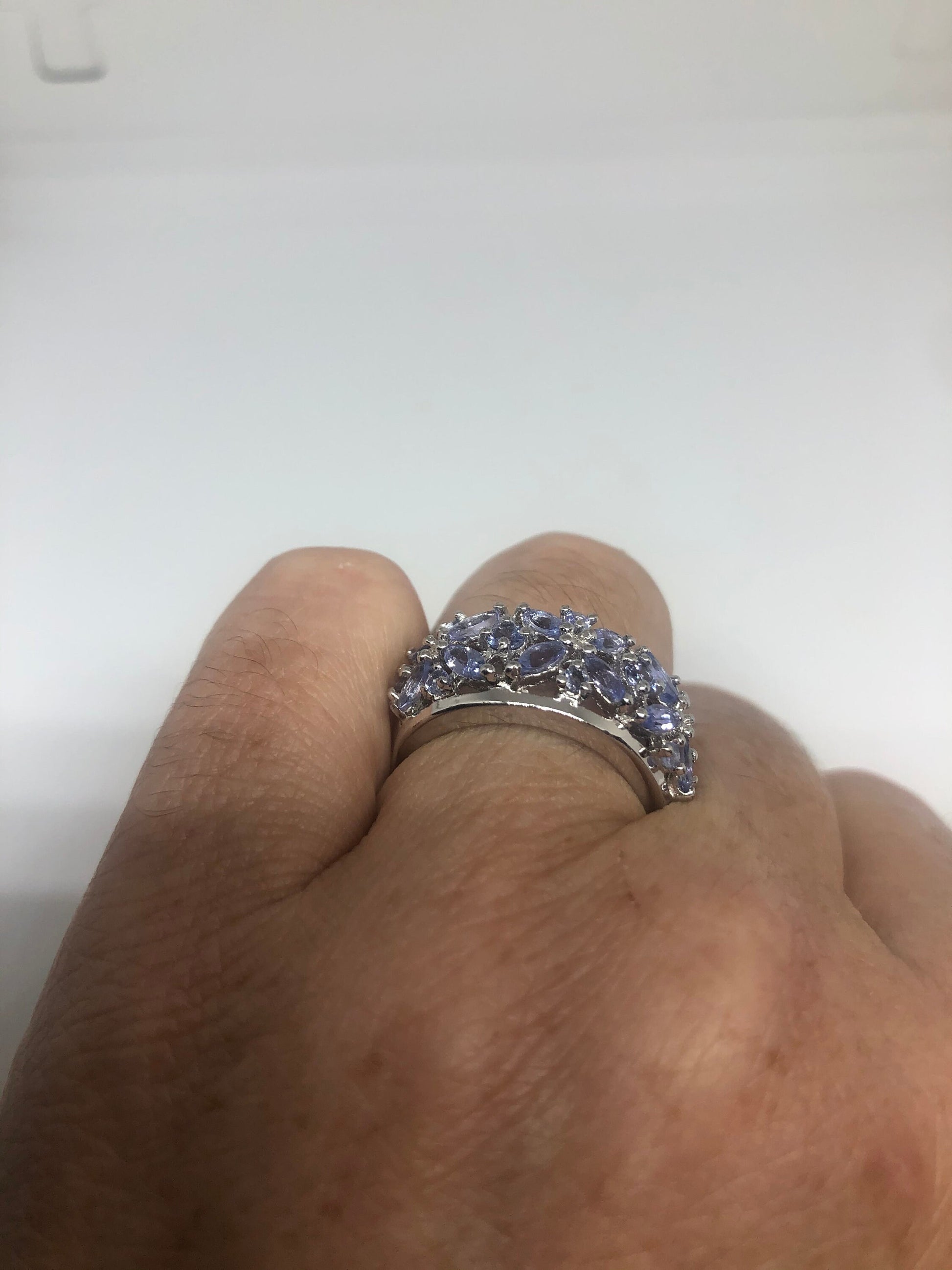 Vintage Blue Tanzanite Ring 925 Sterling Silver Size 6