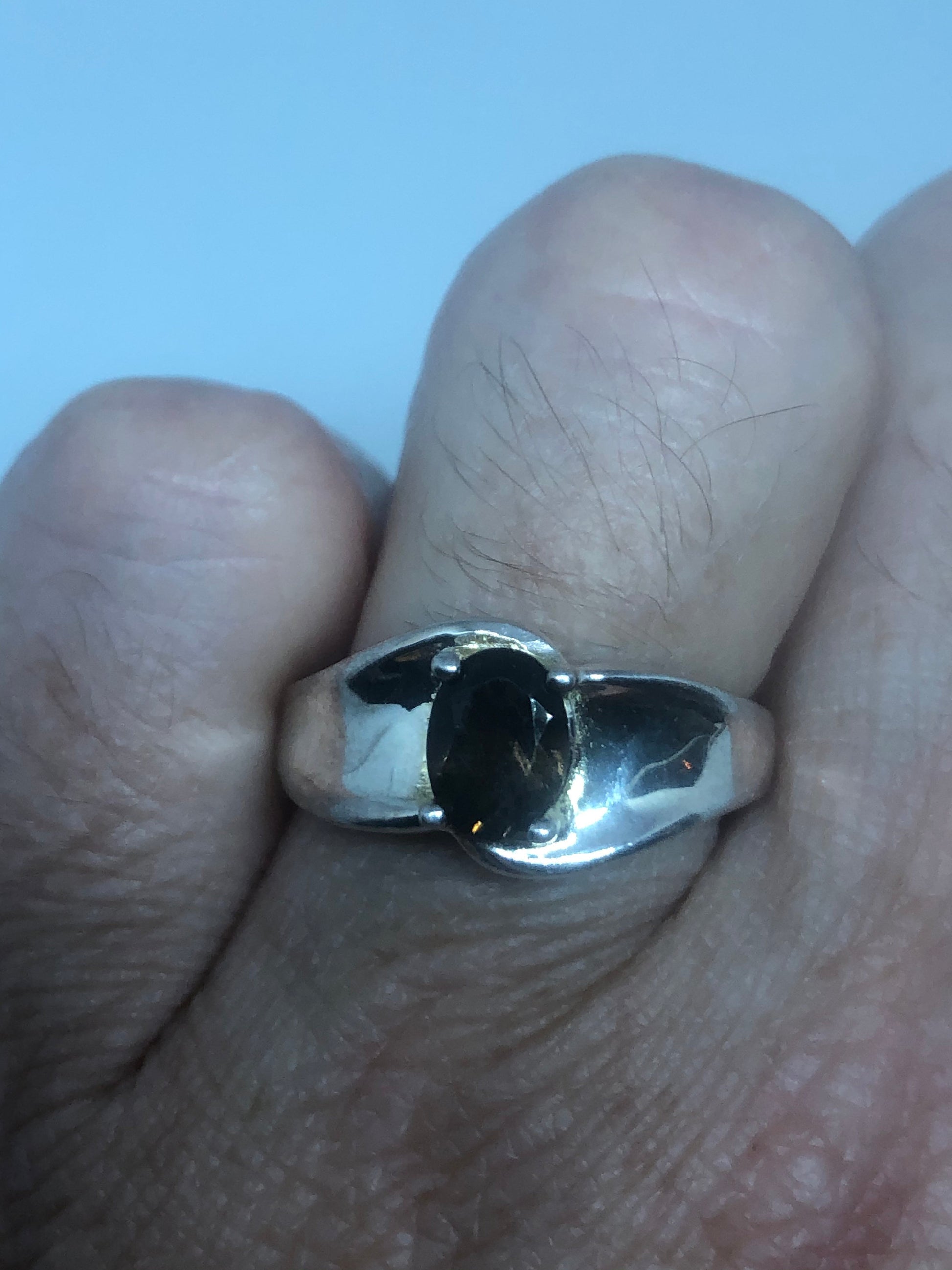 Vintage Smoky Topaz Setting 925 Sterling Silver Gothic Ring