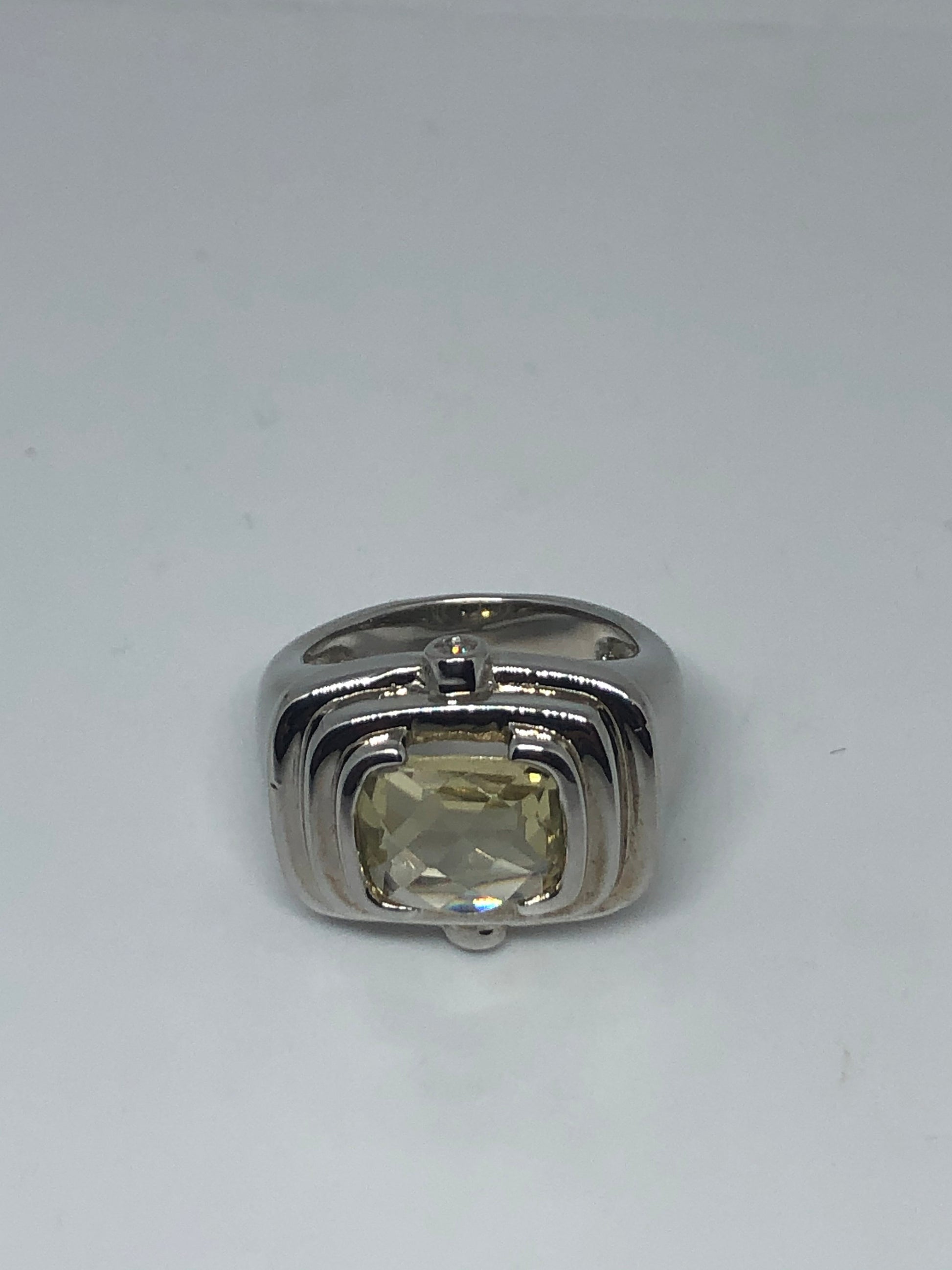 Vintage Citrine 925 Sterling Silver Gothic Ring Size 7