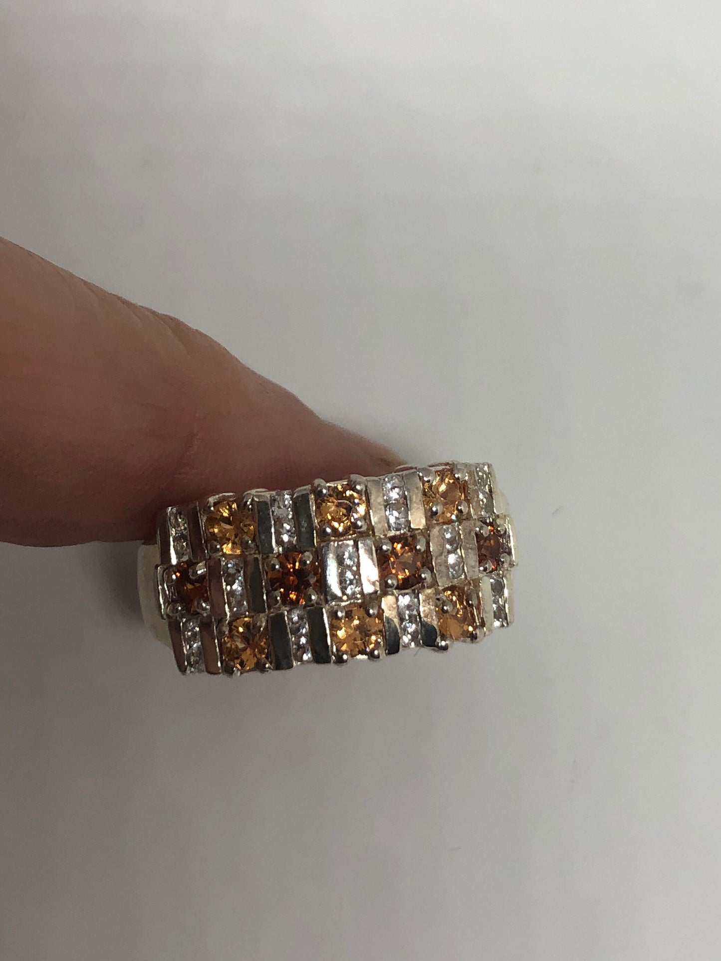 Vintage Citrine 925 Sterling Silver Gothic Ring Size 10