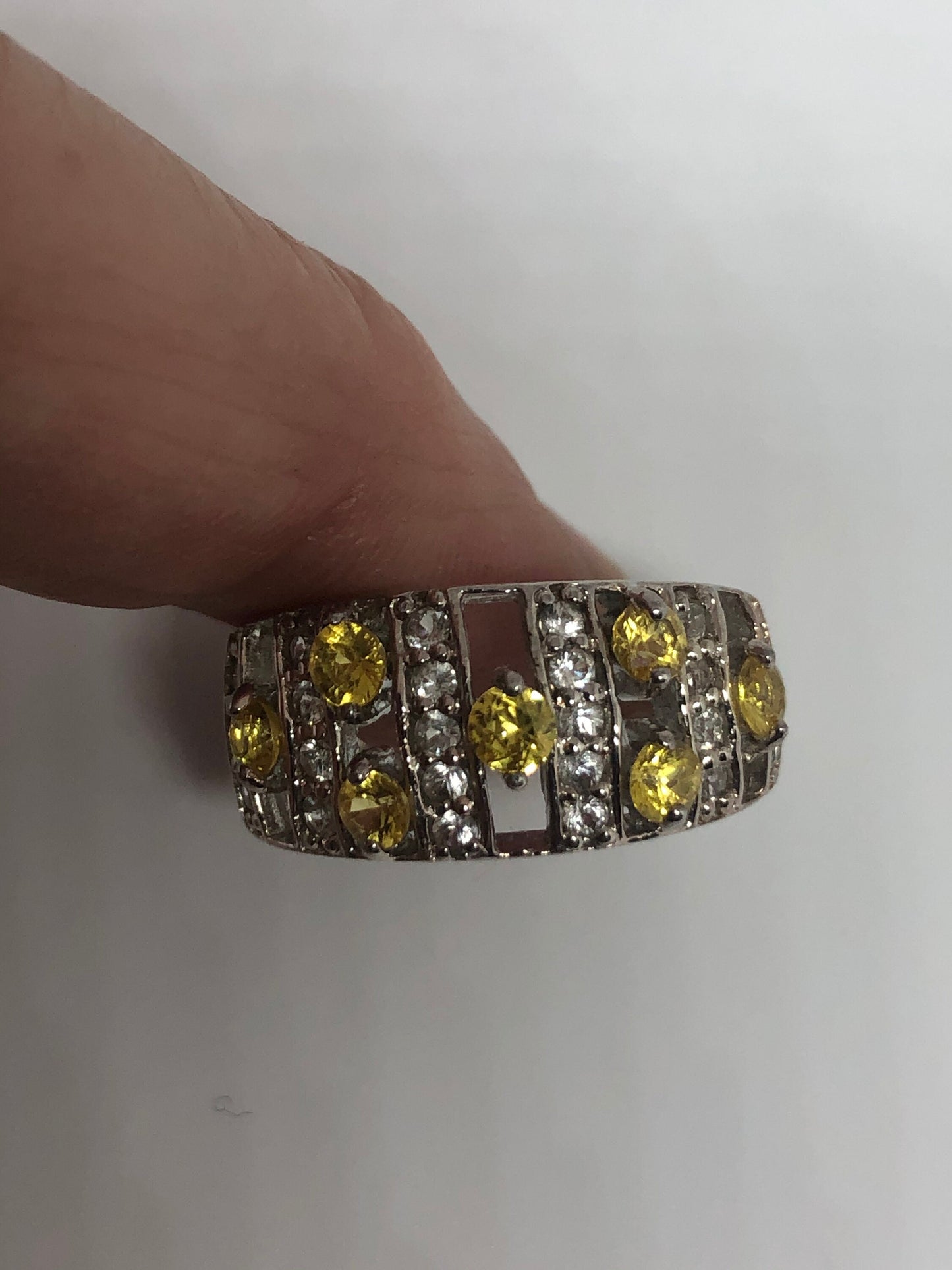 Vintage Citrine 925 Sterling Silver Gothic Ring Size 7