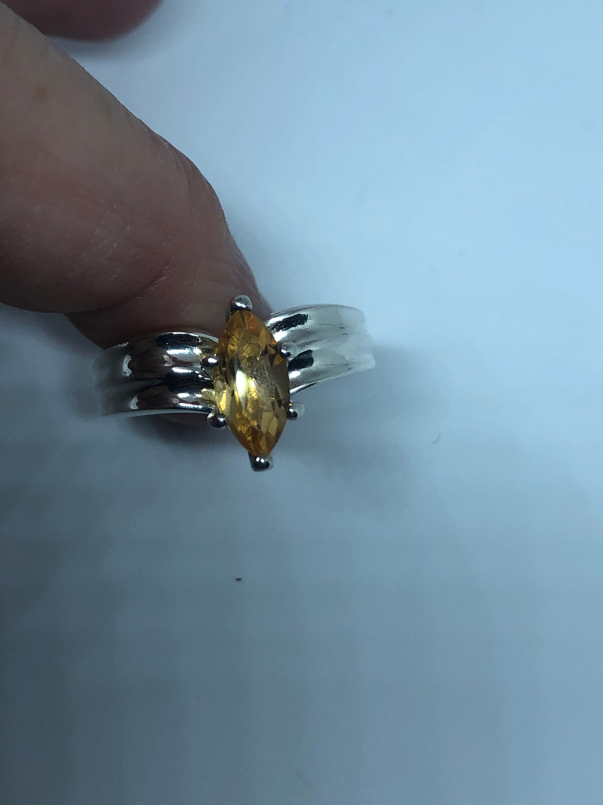 Vintage Citrine 925 Sterling Silver Deco Ring Size 7