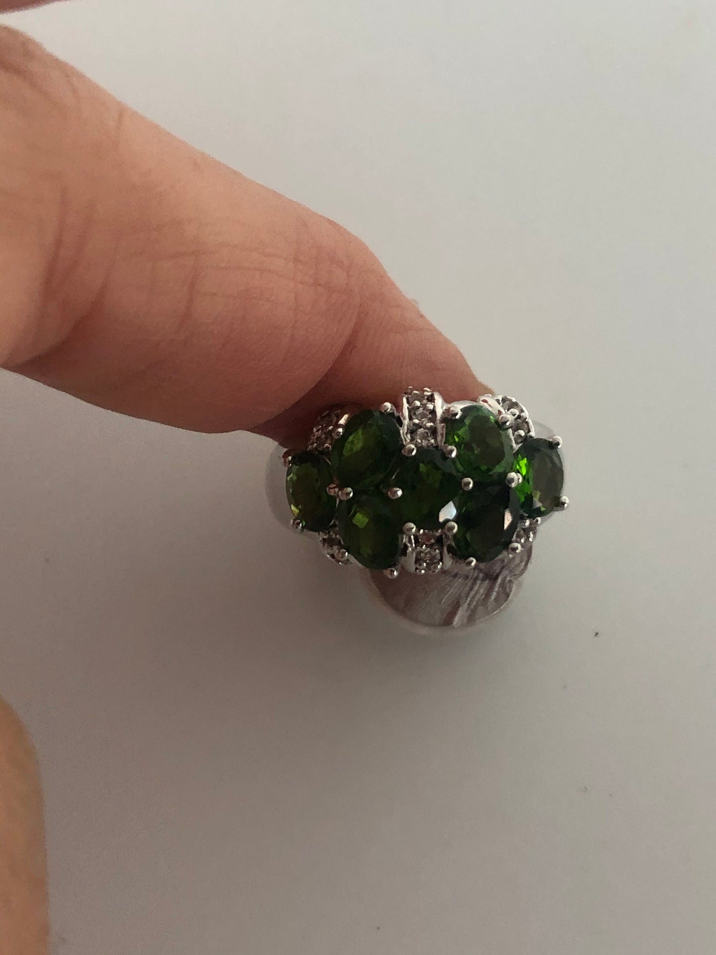 Vintage Handmade Genuine Green Chrome Diopside Setting 925 Sterling Silver Ring