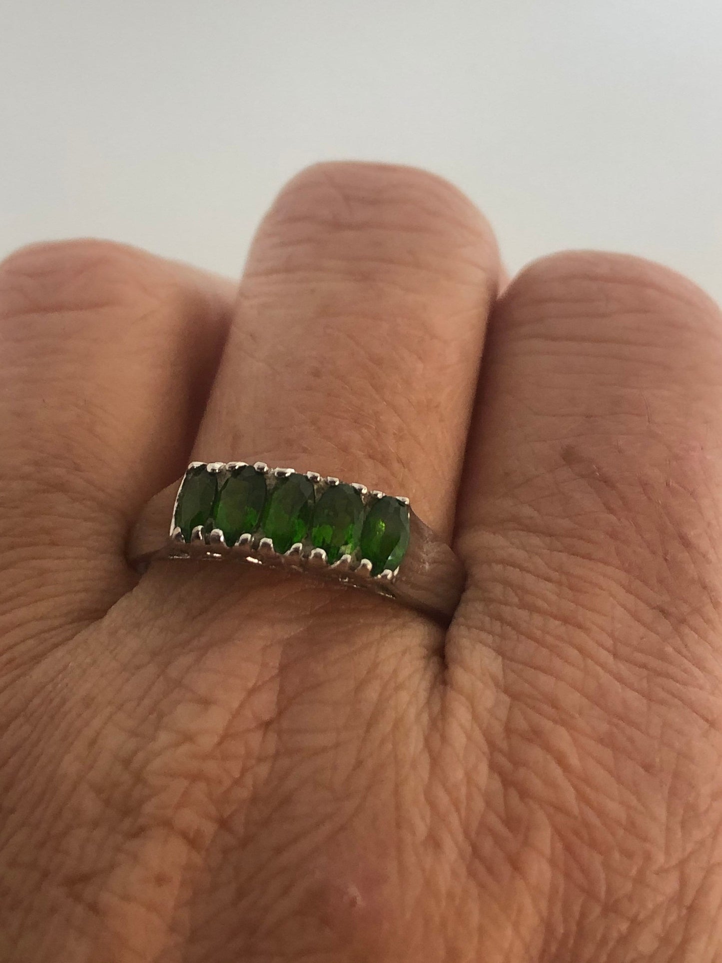 Vintage Handmade Green Chrome Diopside Sterling Silver Ring