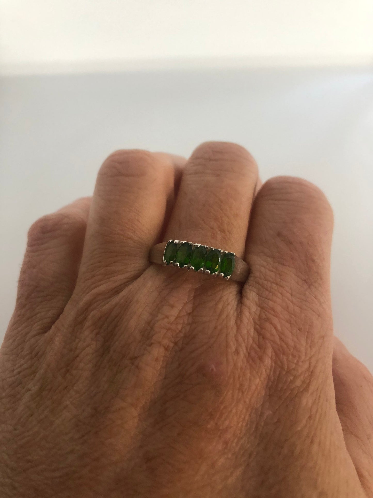 Vintage Handmade Green Chrome Diopside Sterling Silver Ring