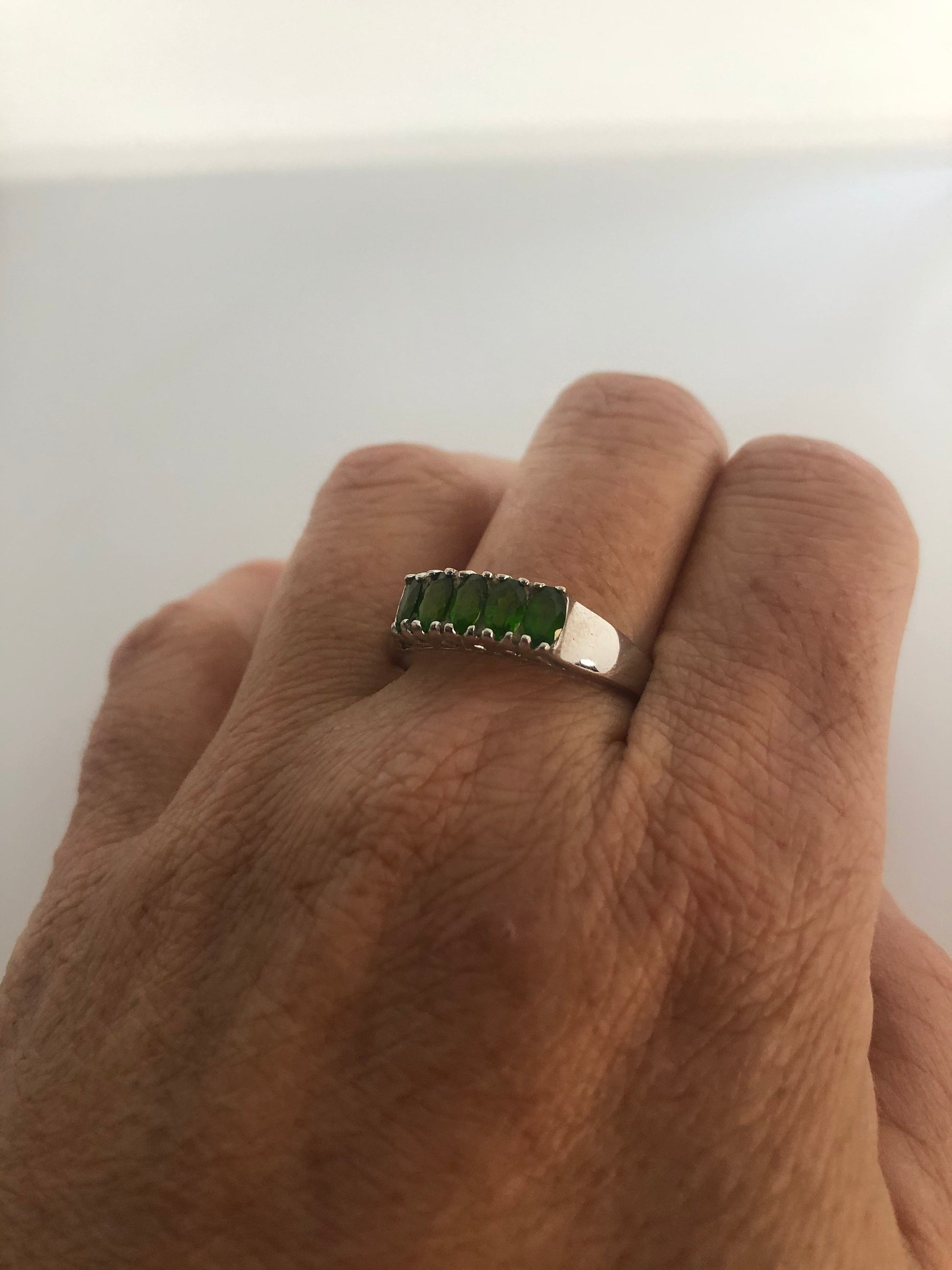 Vintage Handmade Green Chrome Diopside Sterling Silver Ring