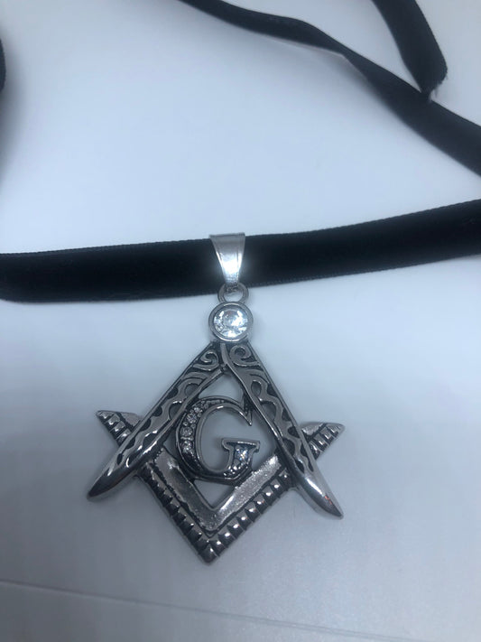 Vintage Stainless Steel Free Mason Pendant Necklace