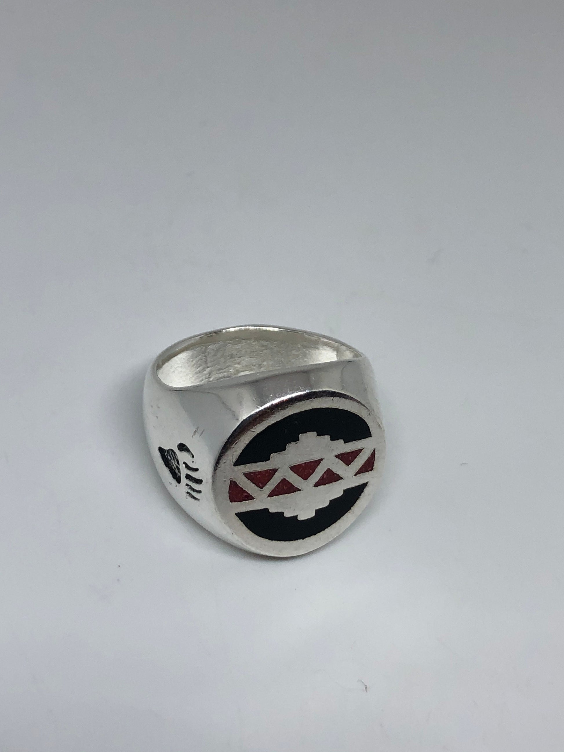 Vintage Native American Style Southwestern Stone Inlay Mens Ring