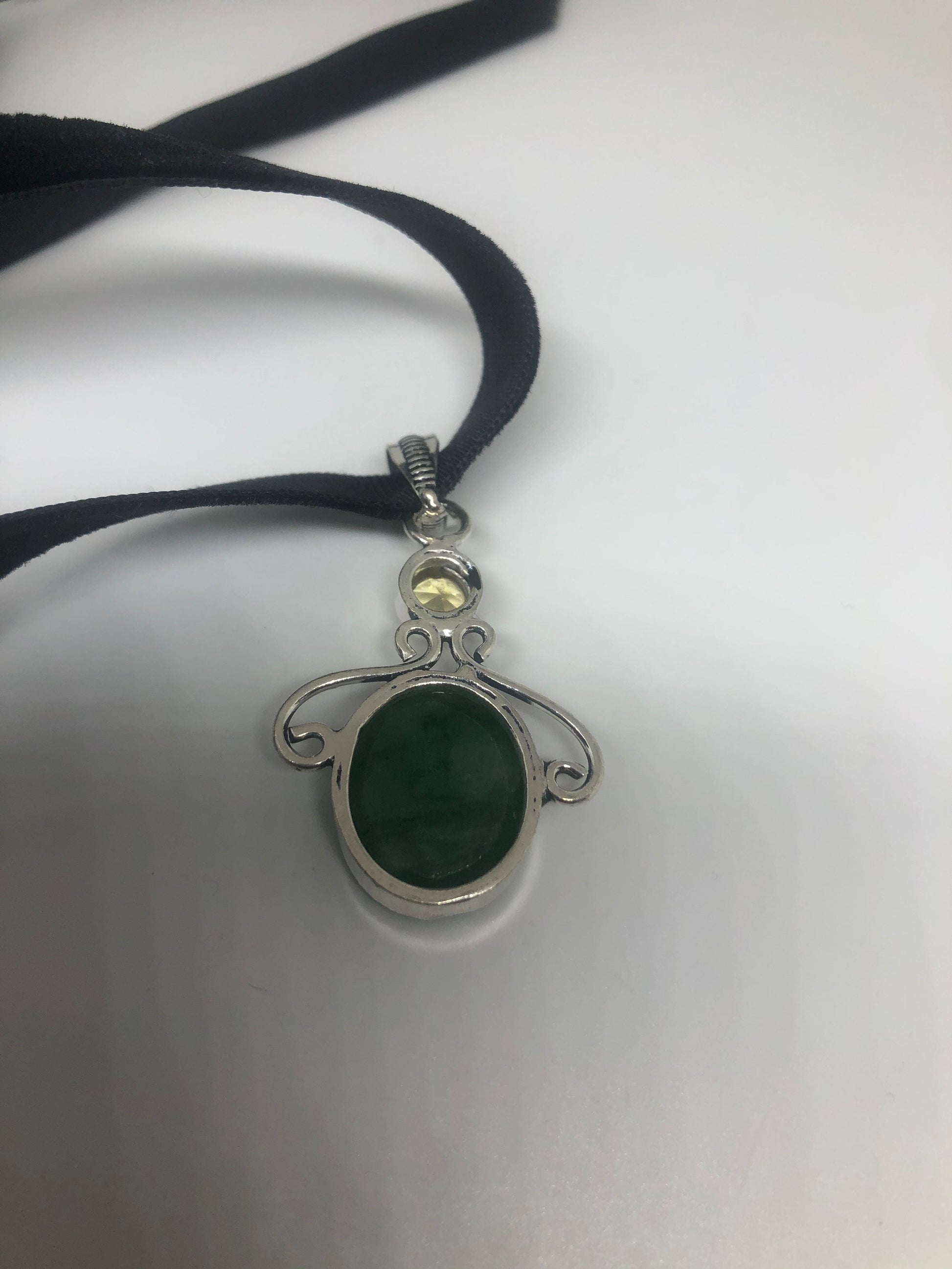 Vintage Green Raw Emerald Crystal Choker Pendant