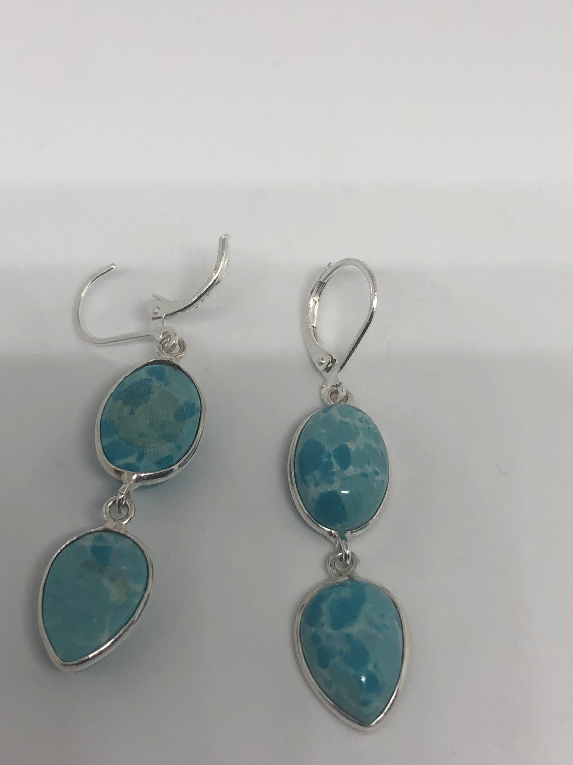 Vintage Sterling Silver Blue turquoise Larimar Earrings