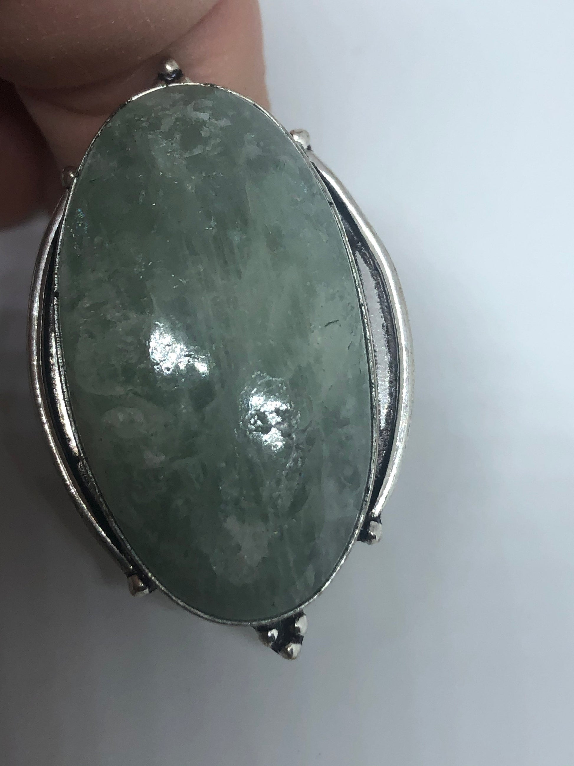 Vintage Green Amazonite Silver Ring Size 8