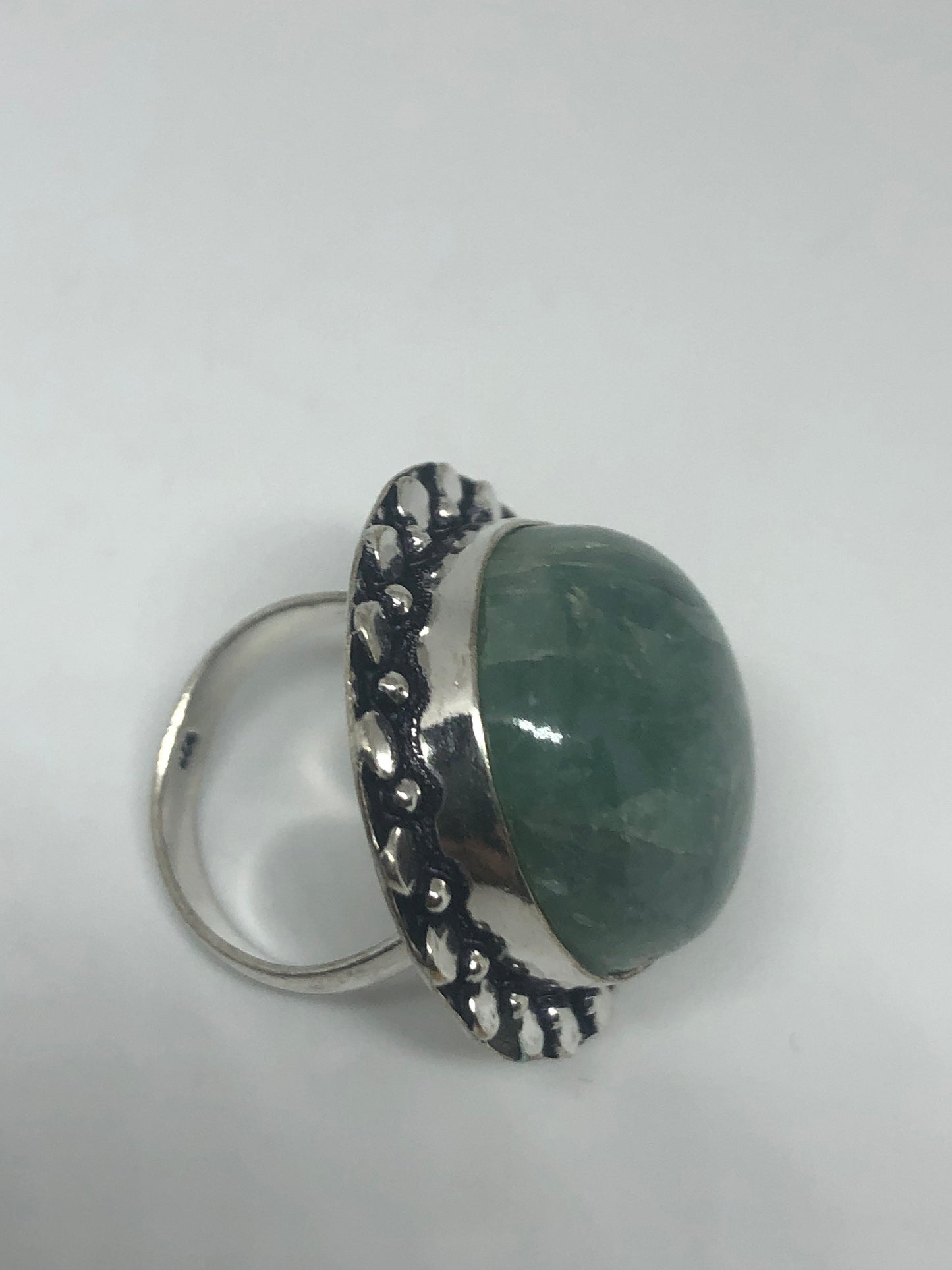 Vintage Green Amazonite Silver Ring Size 7