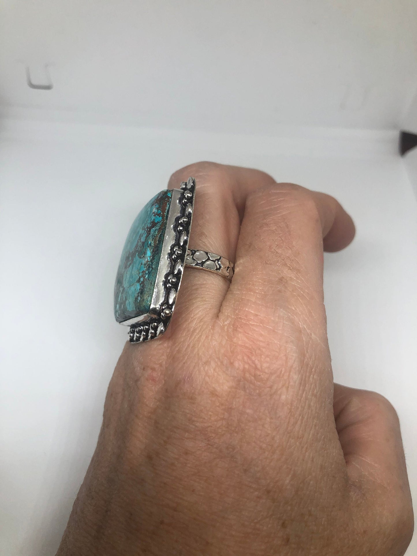 Vintage Blue Genuine Tibetan Turquoise Ring Size 10