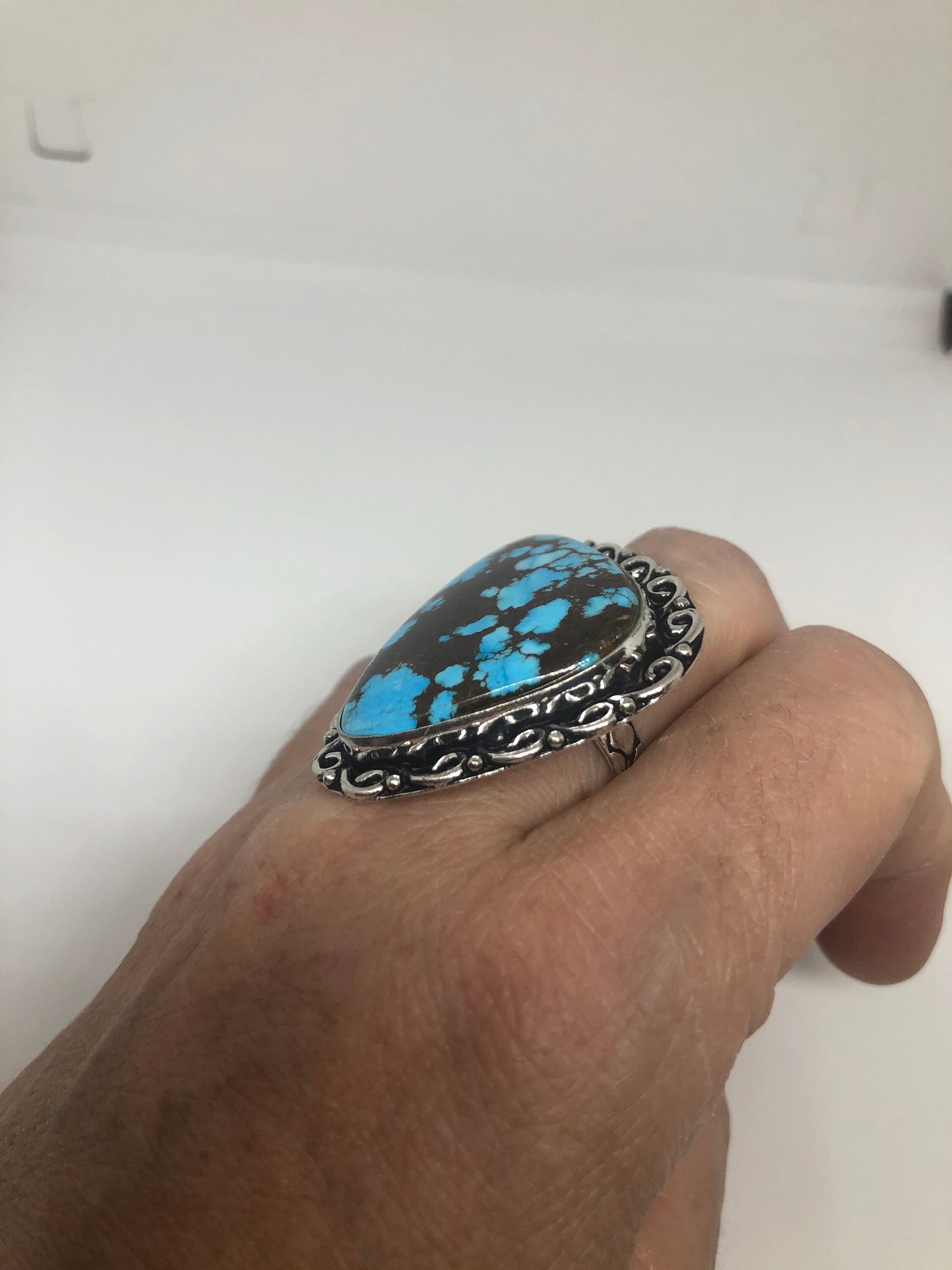 Vintage Blue Genuine Tibetan Turquoise Ring Size 10