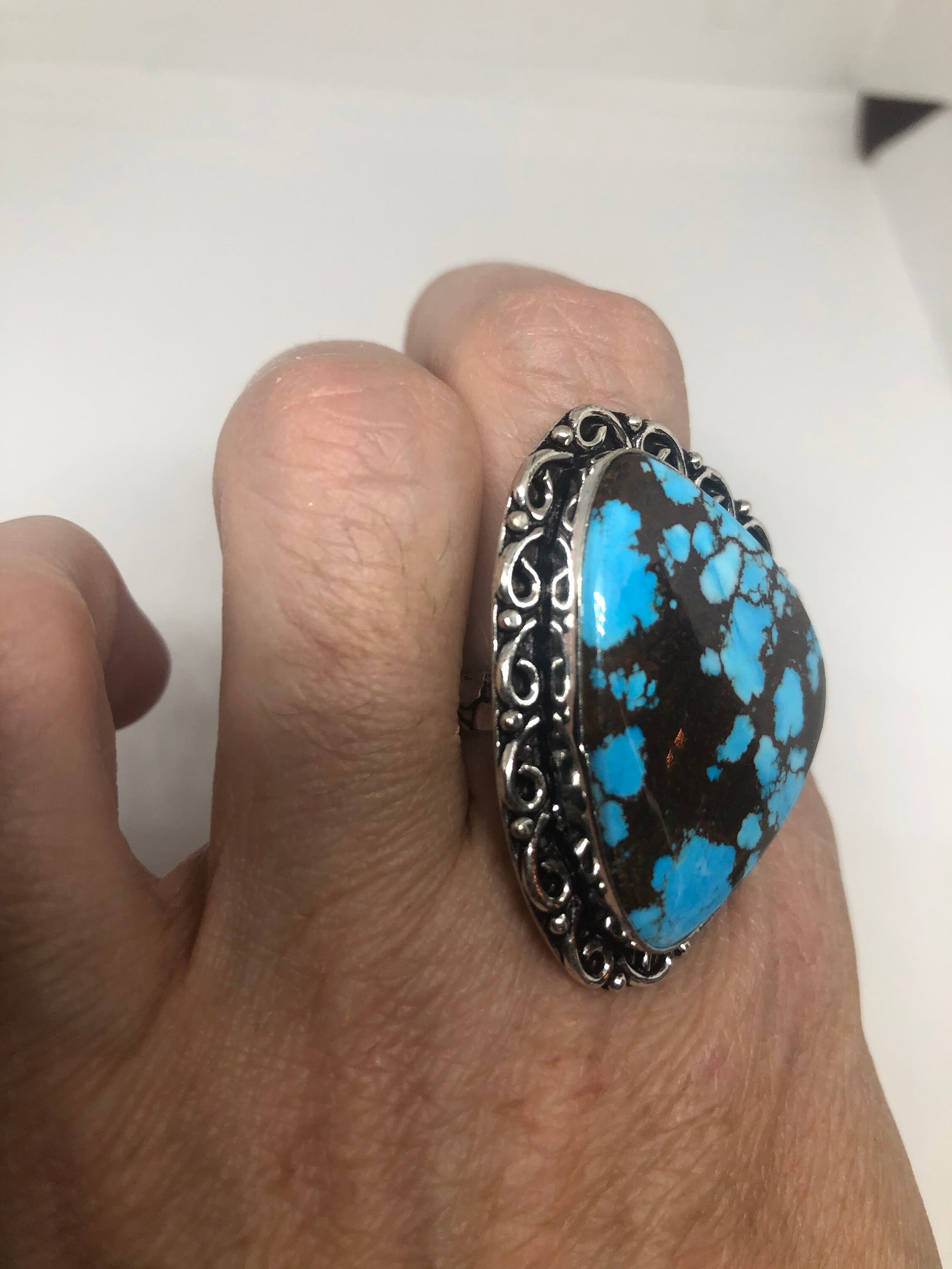 Vintage Blue Genuine Tibetan Turquoise Ring Size 10