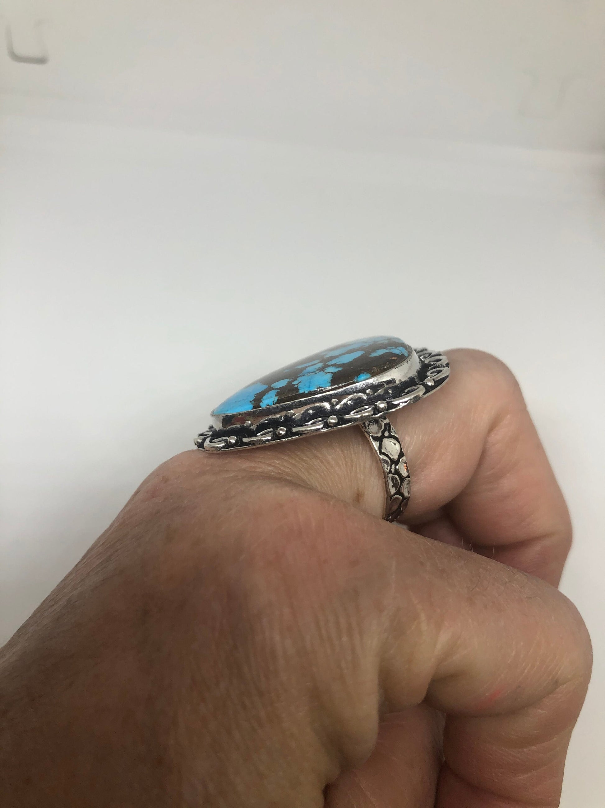 Vintage Blue Genuine Tibetan Turquoise Ring Size 10