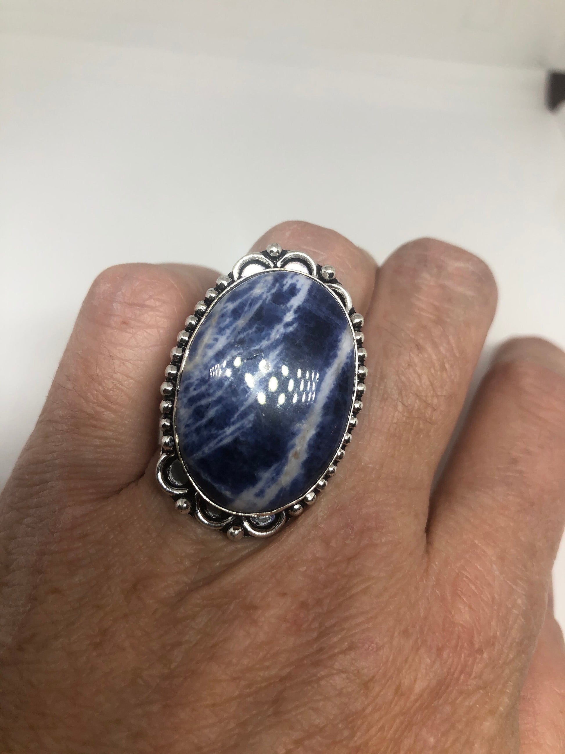 Vintage Blue Genuine Lapis Lazuli Ring Size 8