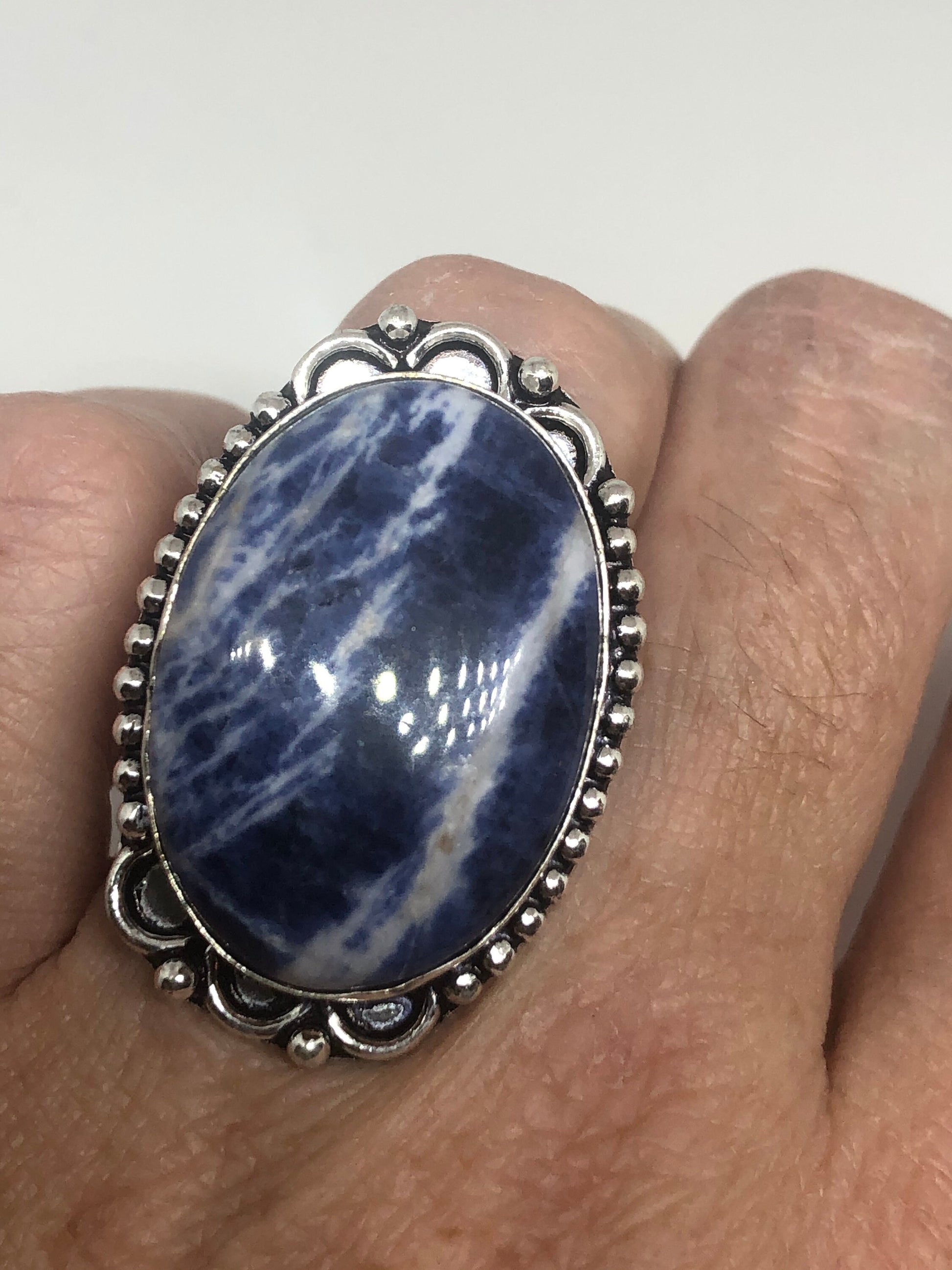 Vintage Blue Genuine Lapis Lazuli Ring Size 8